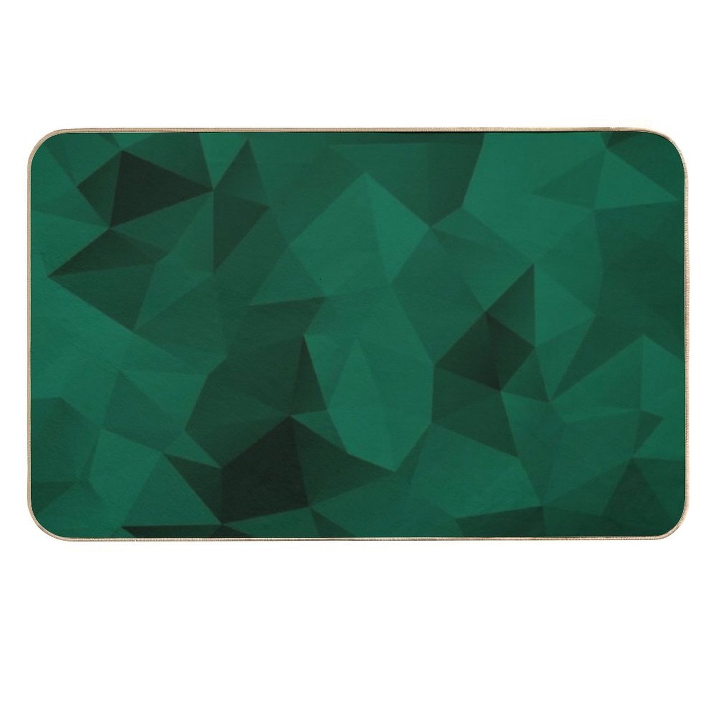 Polygonal Emerald Green Geometric Pattern Absorbent Bath Mat