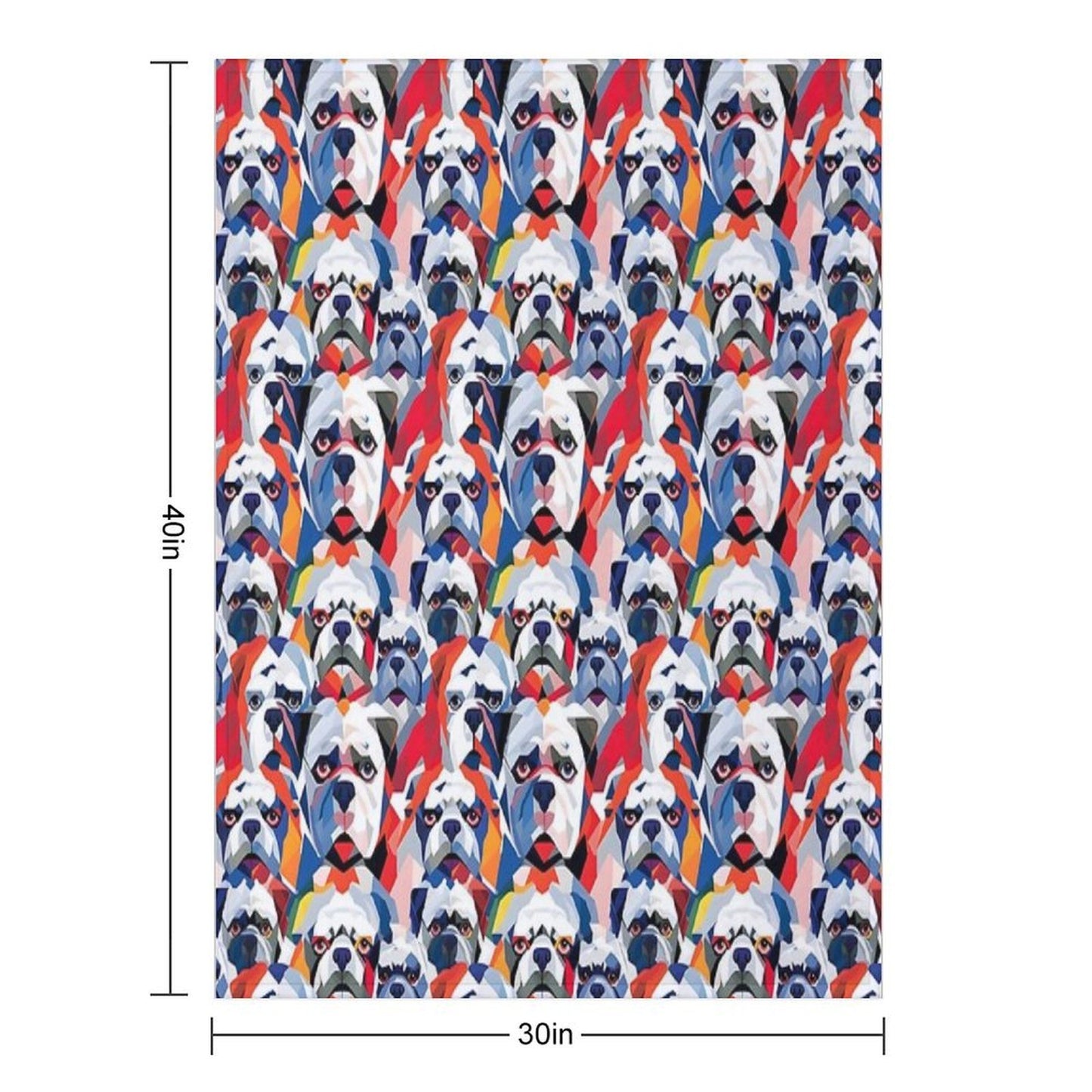 Bulldog in Geometric Camouflage Pattern Lightweight Throw Blanket