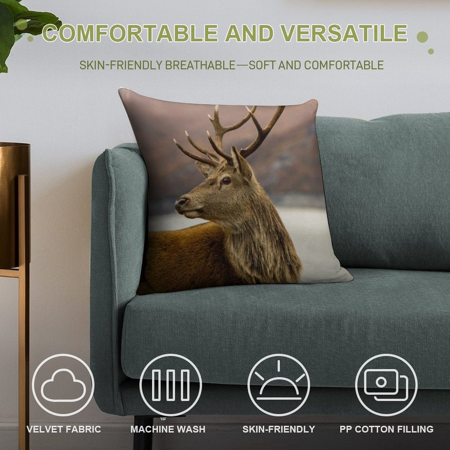 Autumnal Stag Soft Warmth Comfort Throw Pillow