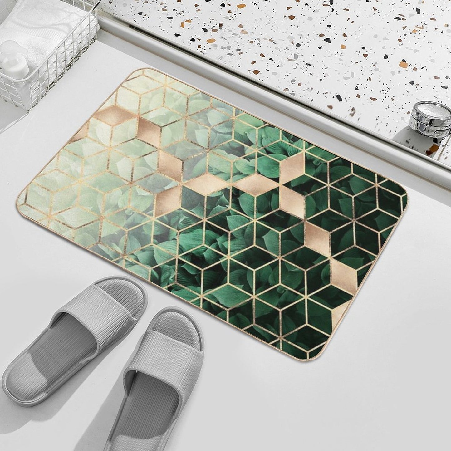 Leaves And Cubes Multi-Purpose Bath Mat
