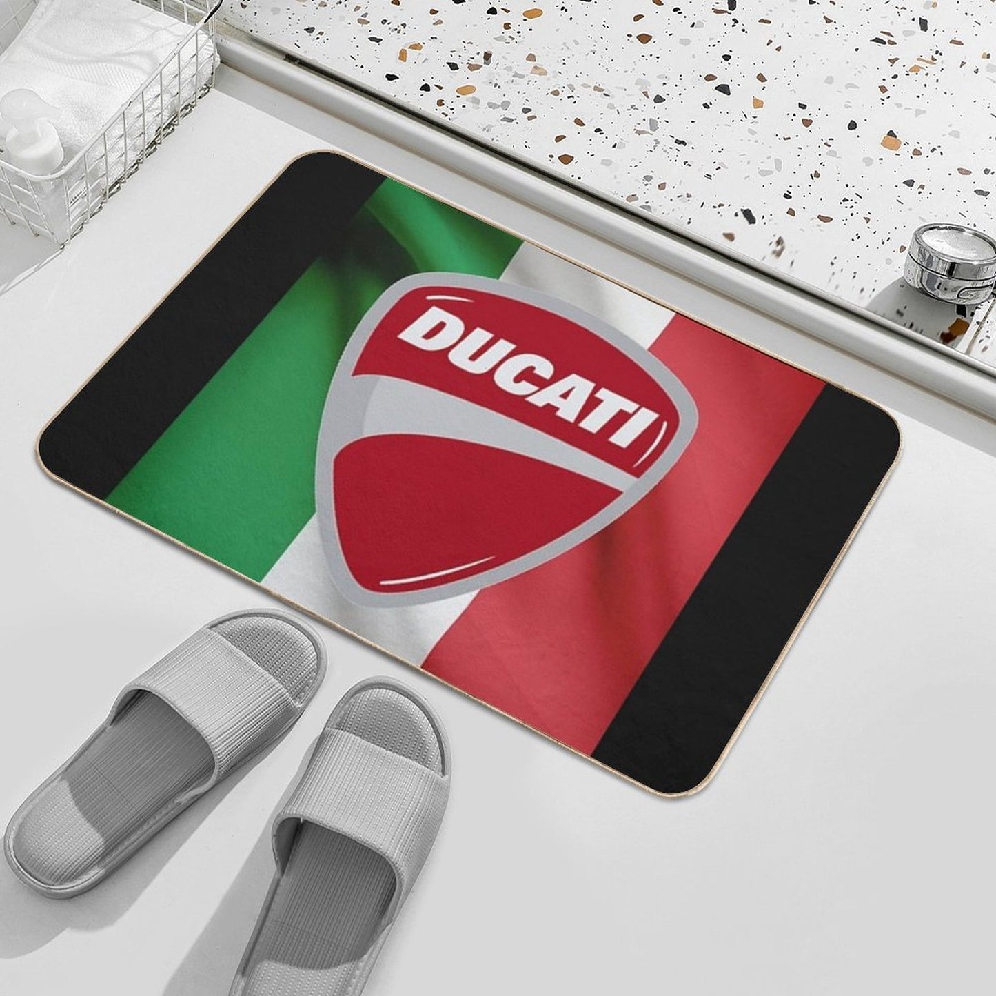 Italian Flag Ducati Badge Non-Slip Bath Mat