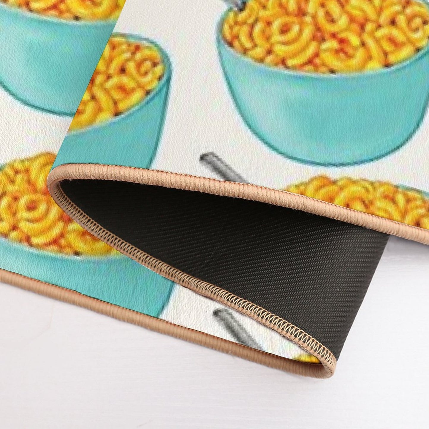 Mac & Cheese Pattern - White Fade-Resistant Bath Mat