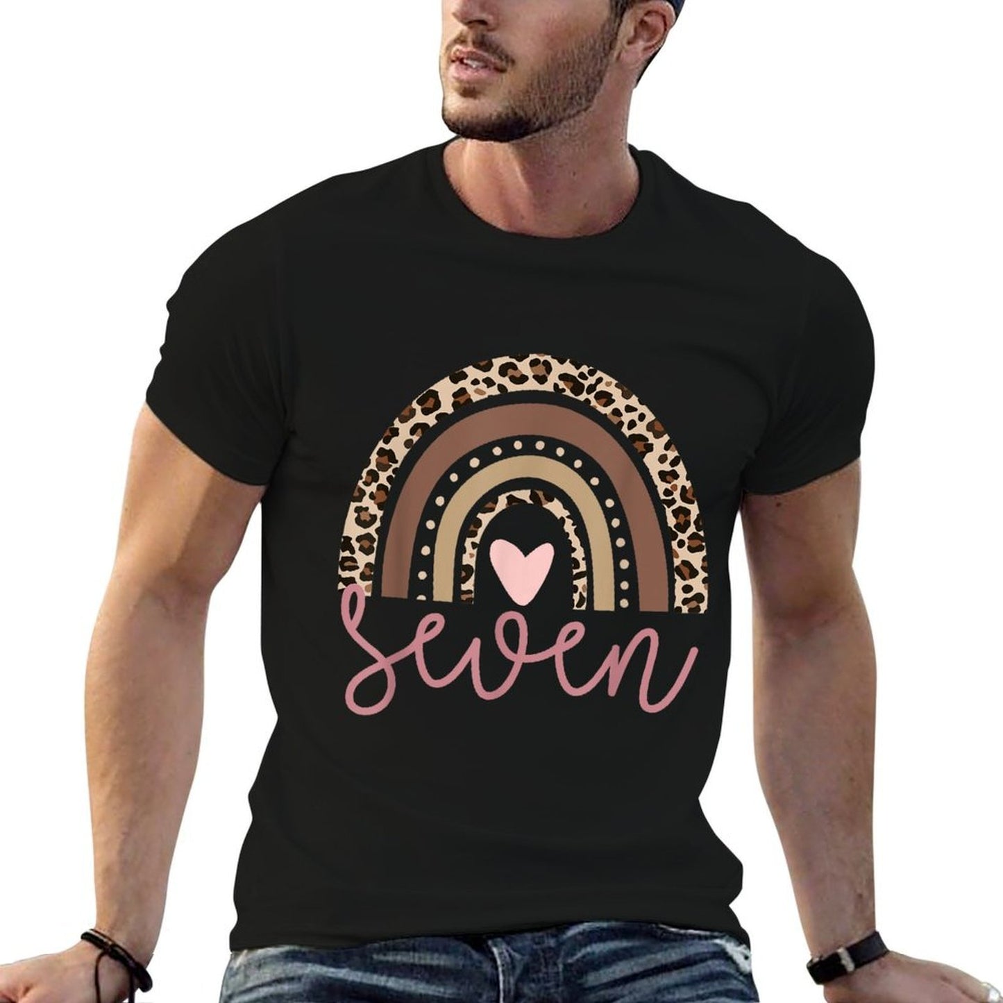 7 Year Leopard Birthday Party Numbers Family Seven Year Old Moisture-wicking T-Shirt