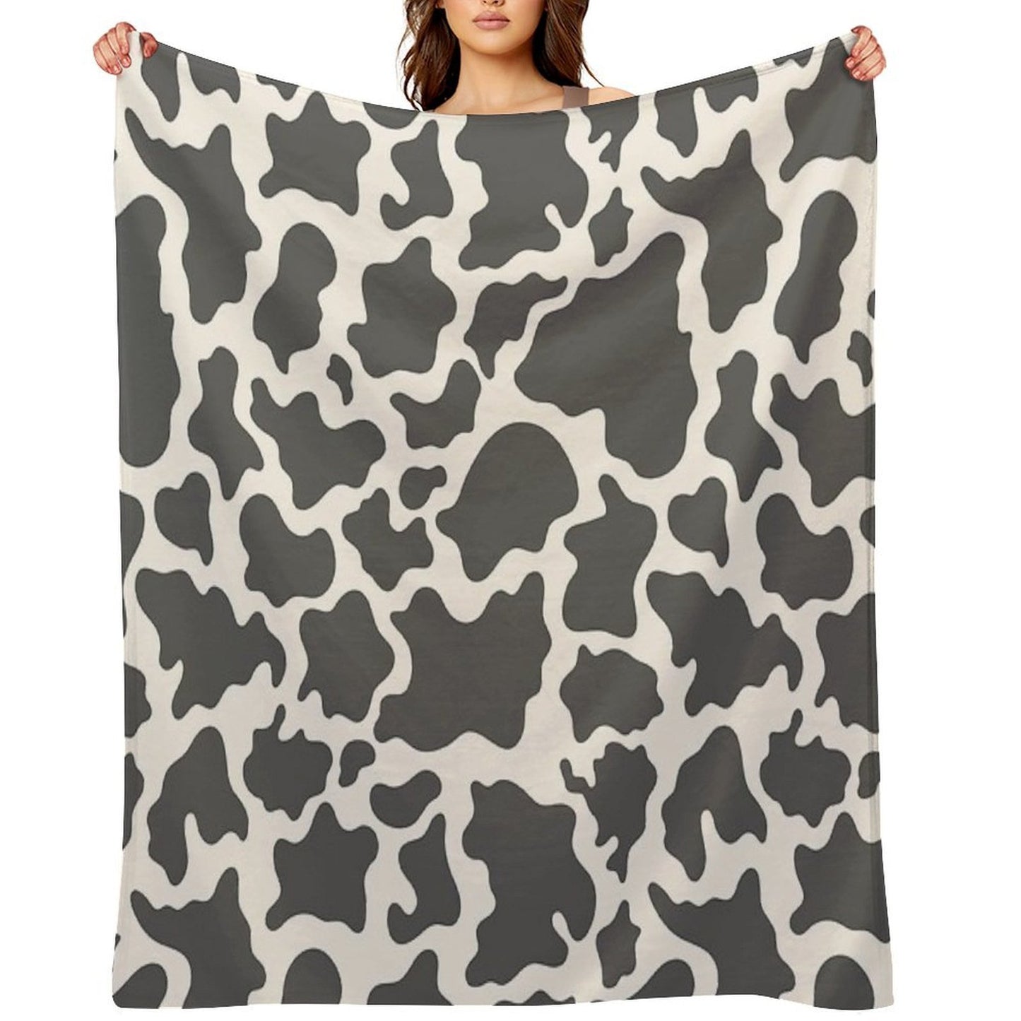 Cow Print Plush Throw Blanket