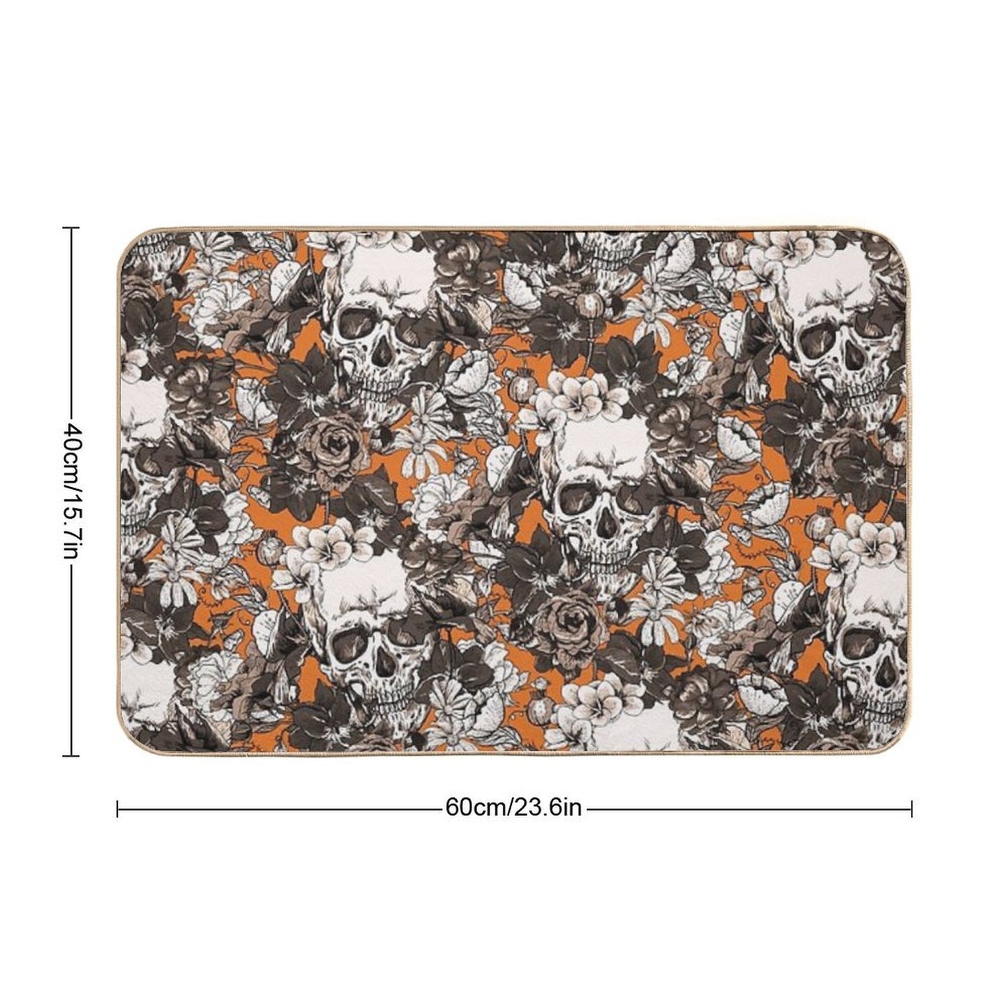 SKULLS ORANGE Easy Maintenance Bath Mat
