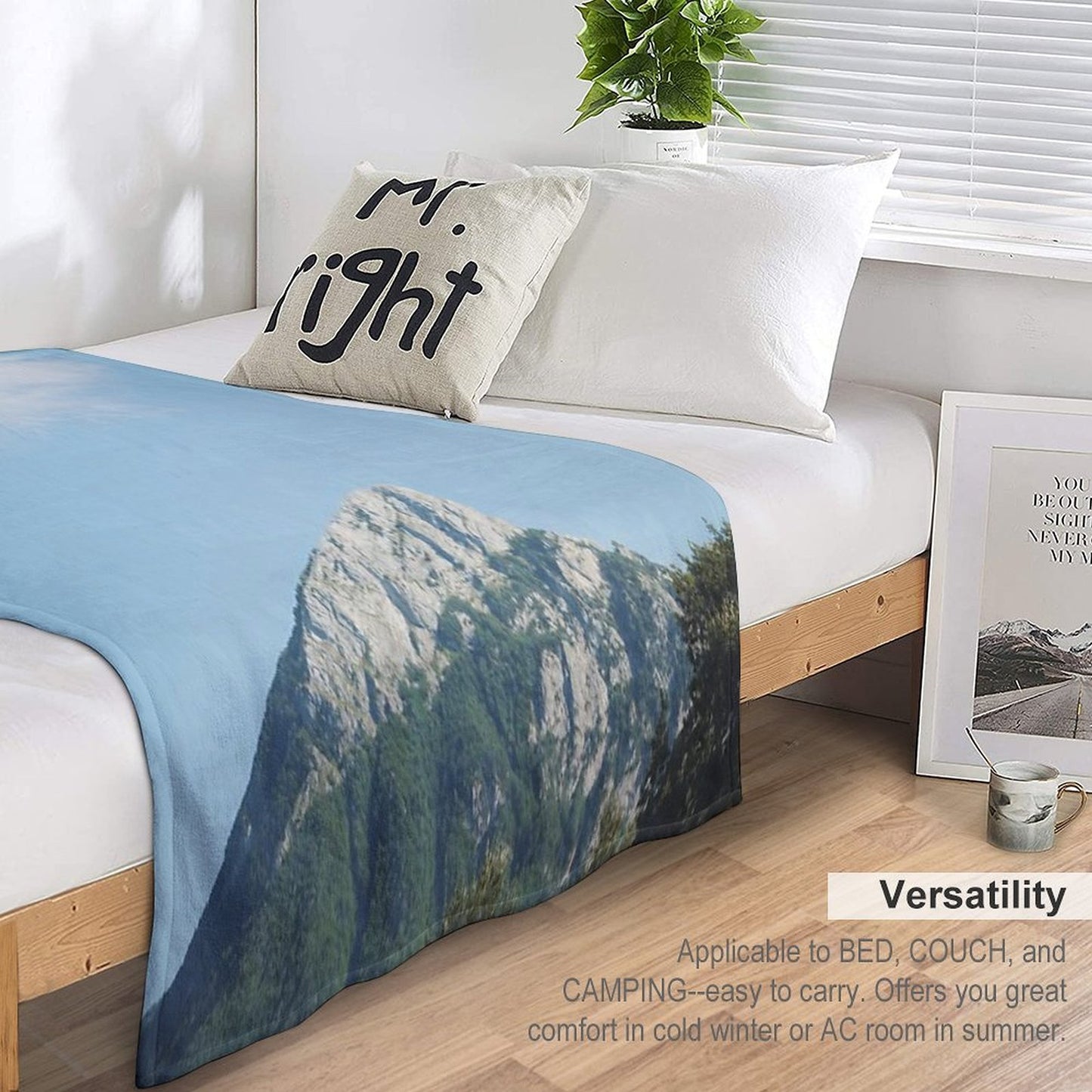 Mountains in The Background VIII Machine-washable Throw Blanket