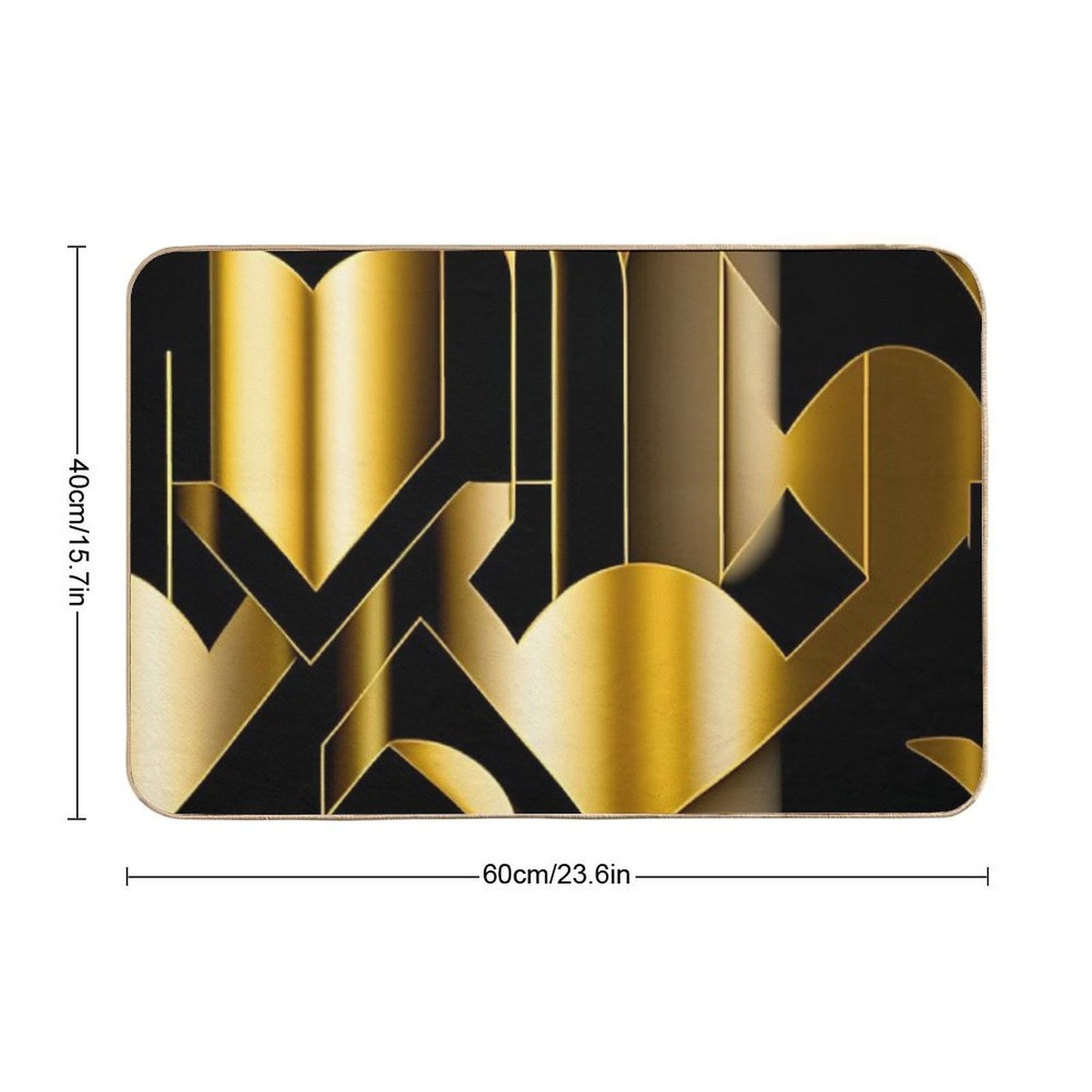 Black & Gold Gatsby Art Deco Inspired Patterns Toxin-Free Bath Mat