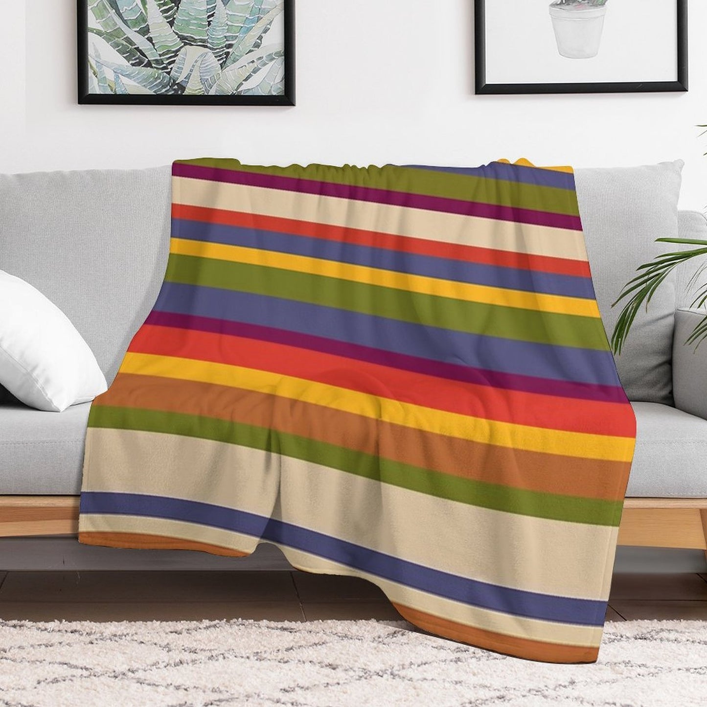 6th Doctor Scarf Pattern Plush Throw Blanket