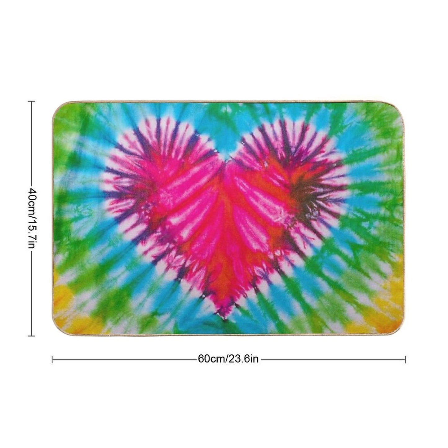 Tie Dye Red Heart Easy Maintenance Bath Mat