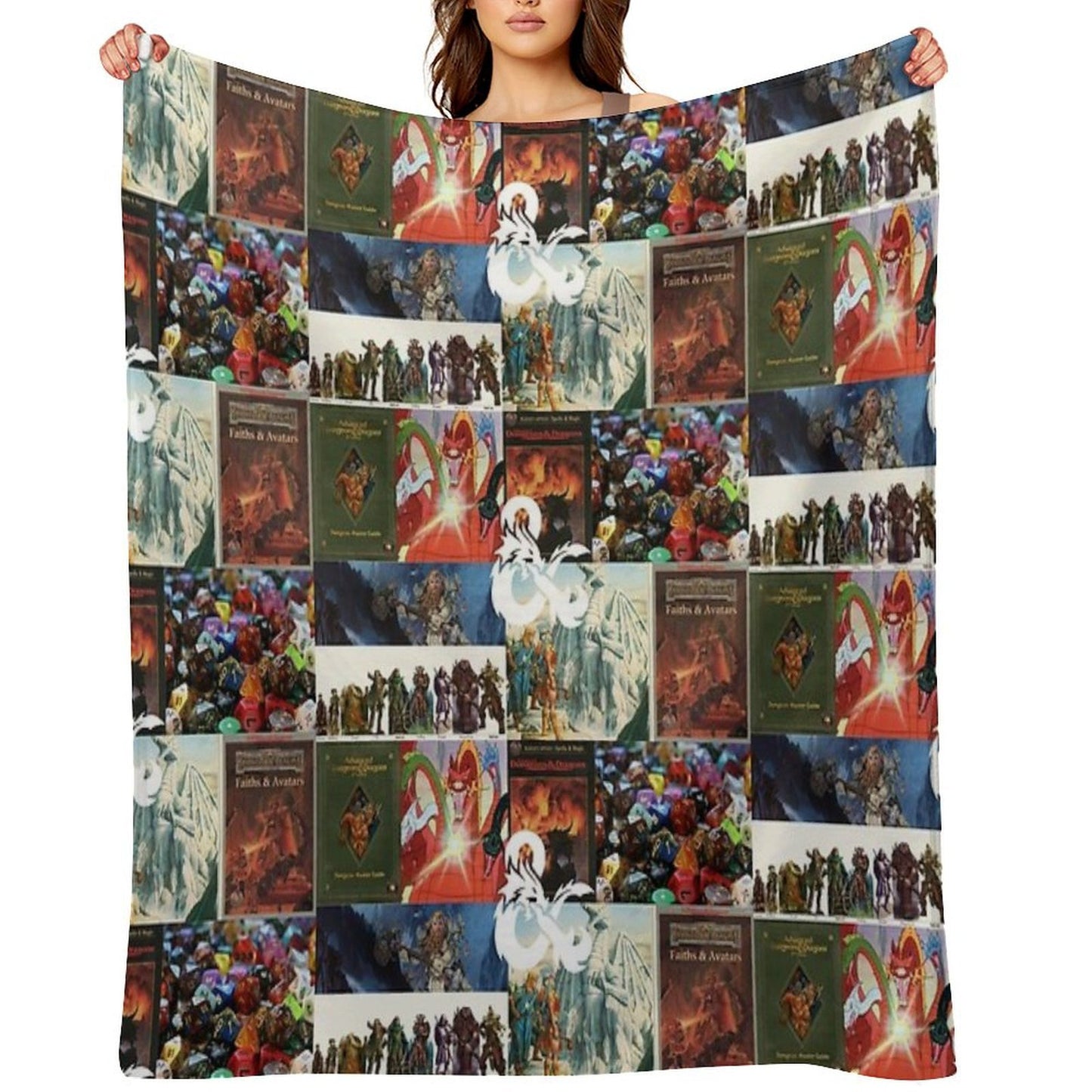 D&D Collage Sustainable Throw Blanket