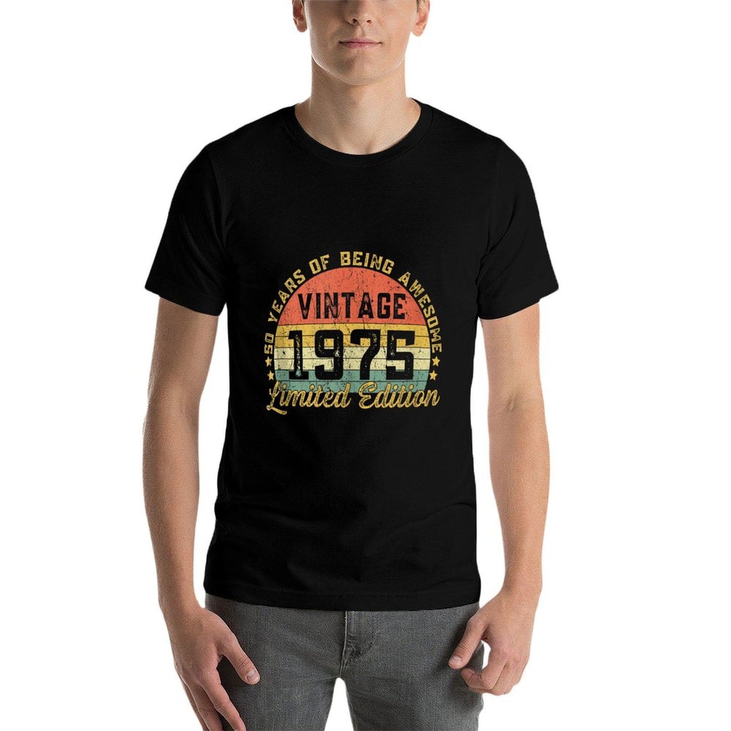 50 Year Birthday Decorations Men Gag 50yr 1975 50th Birthday Trendy Pattern T-Shirt