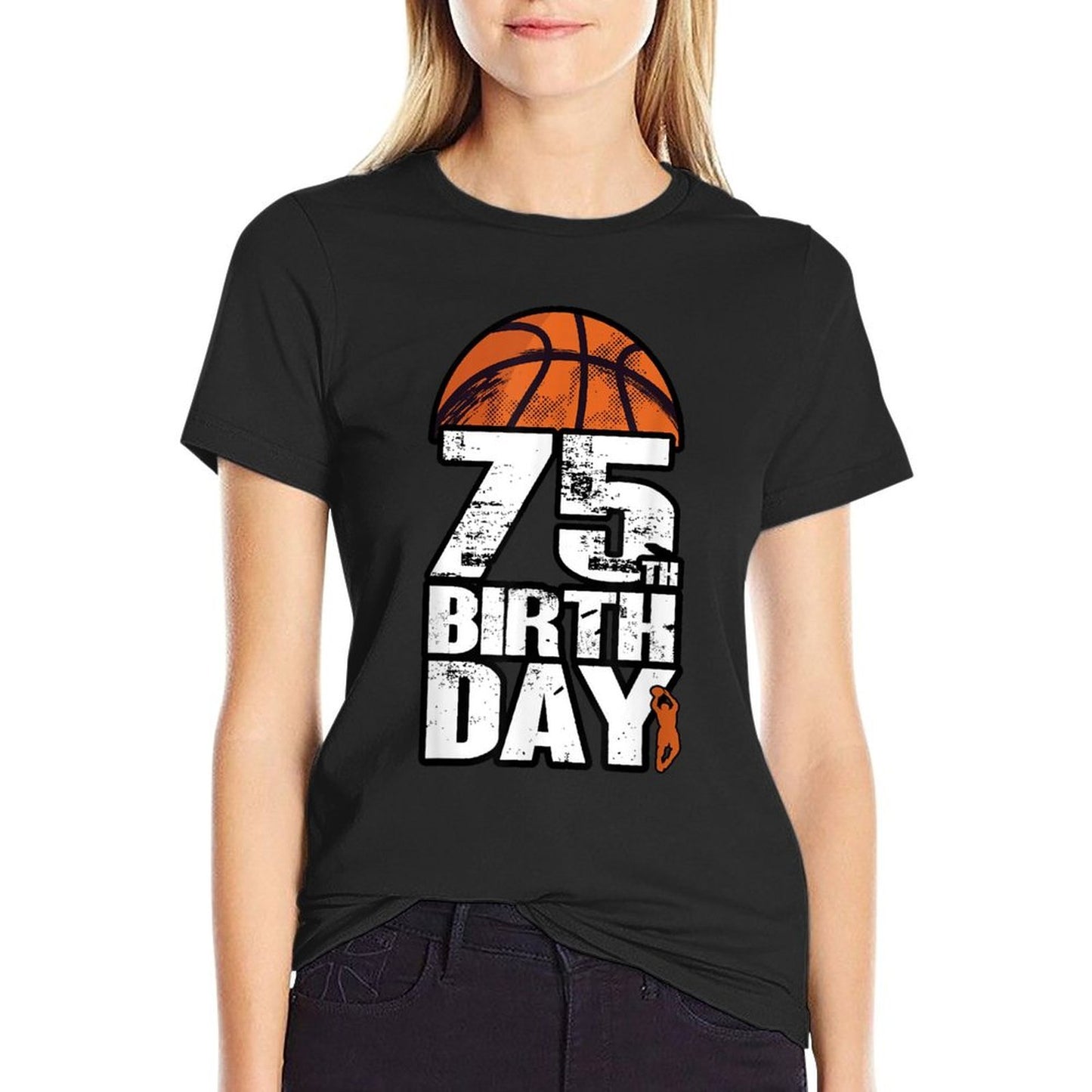 75 Years Old Vintage Basketball 75th Birthday High-quality Stitching T-Shirt