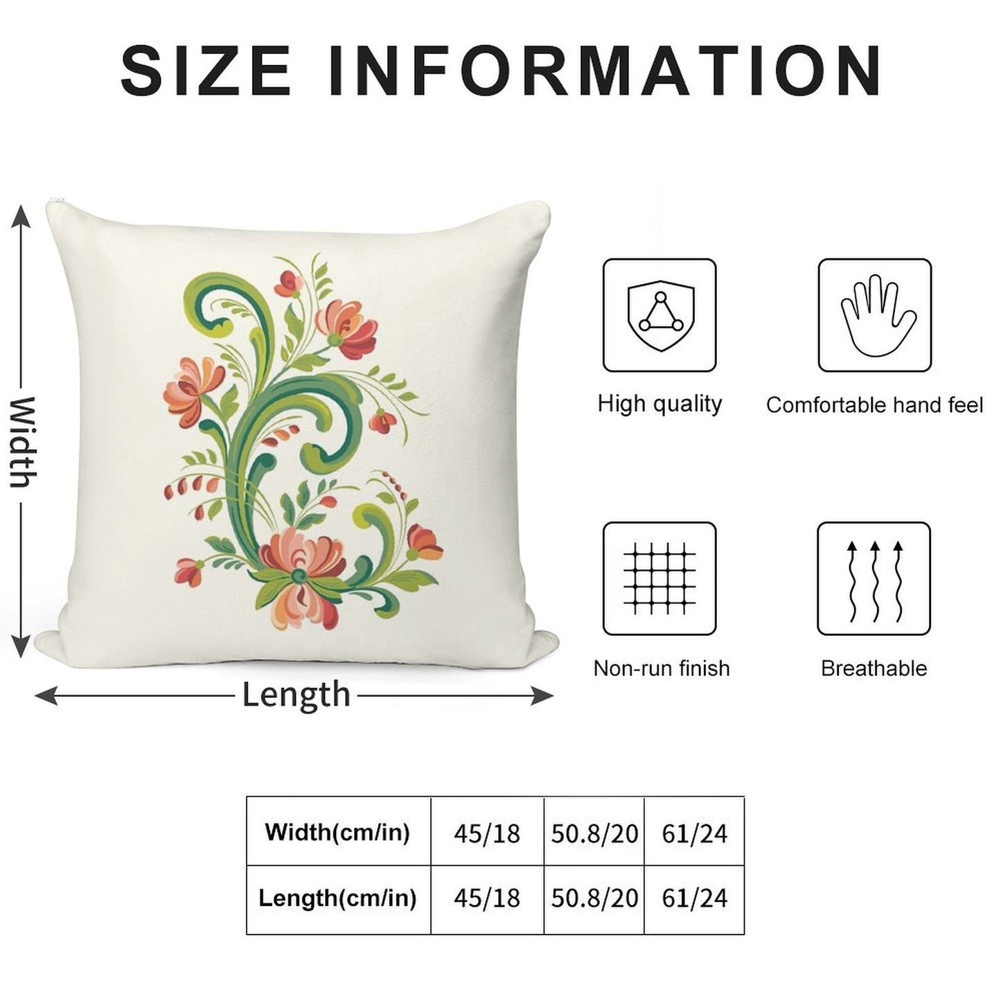 Rosemaling Red And Pink Soft Reinforced Edging Throw Pillow