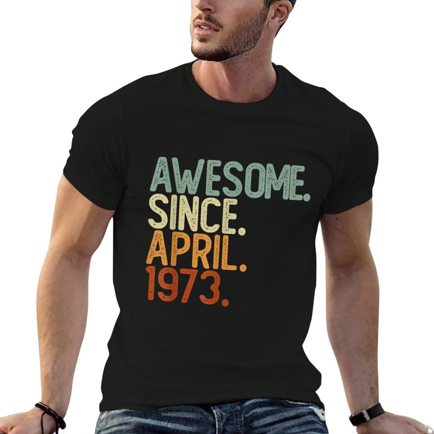50 Year Old Awesome Since April 1973 50th Birthday Heathered Texture T-Shirt