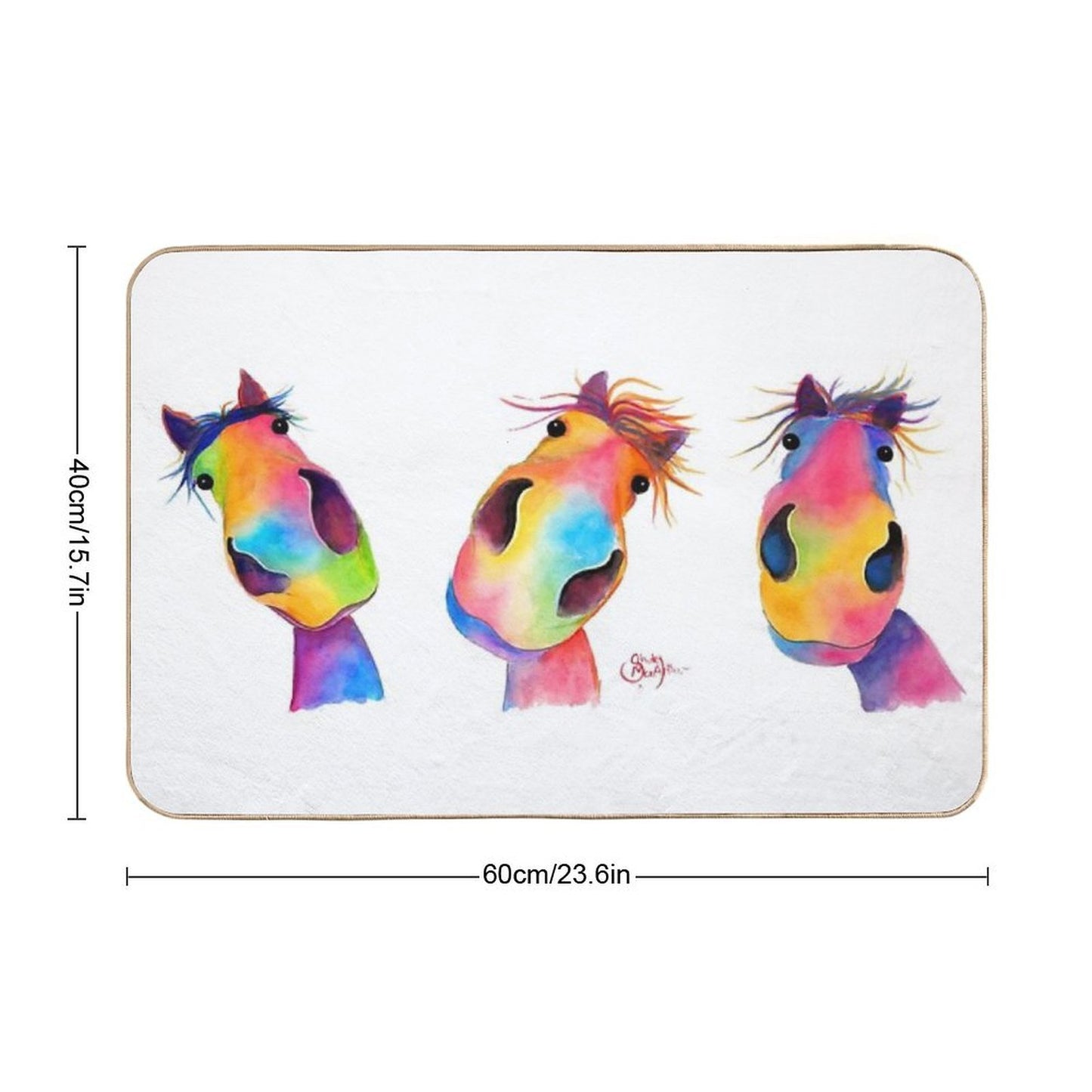 HoRSe PRiNT ' THe HaPPY HoRSeS ' BY SHiRLeY MacARTHuR Repositionable Bath Mat