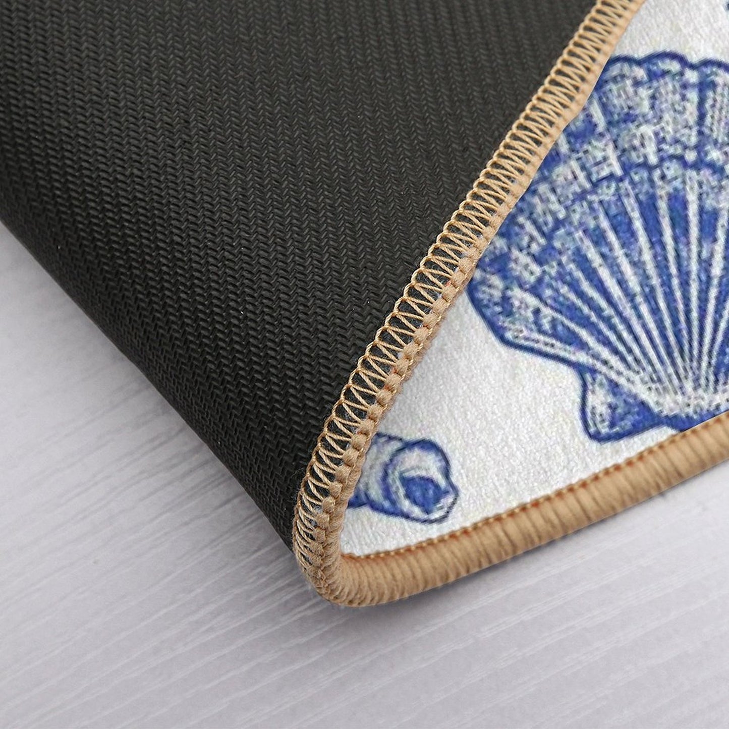 Blue Seashell Print Odorless Bath Mat