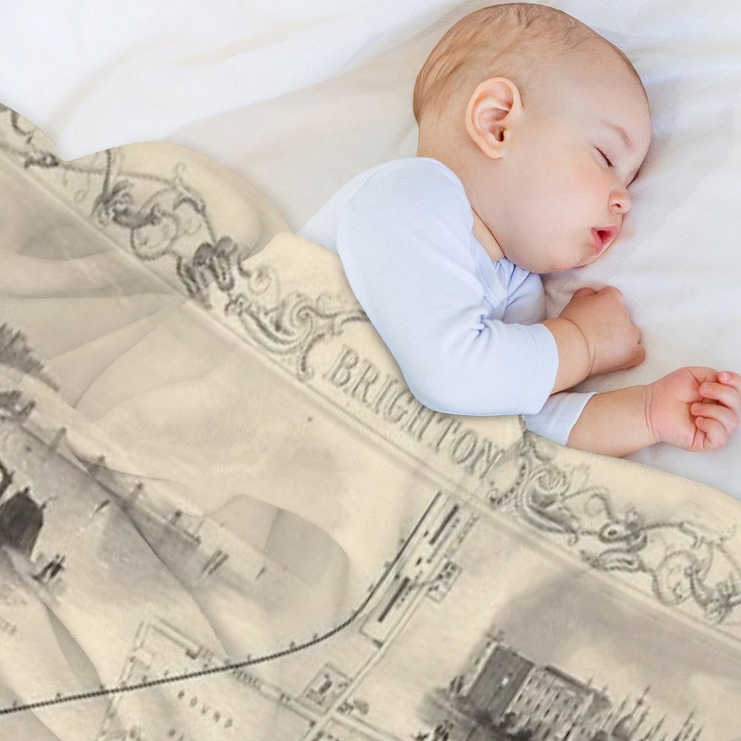 Old Brighton UK Map (1851) Vintage Southern England City Atlas Multi-functional Throw Blanket