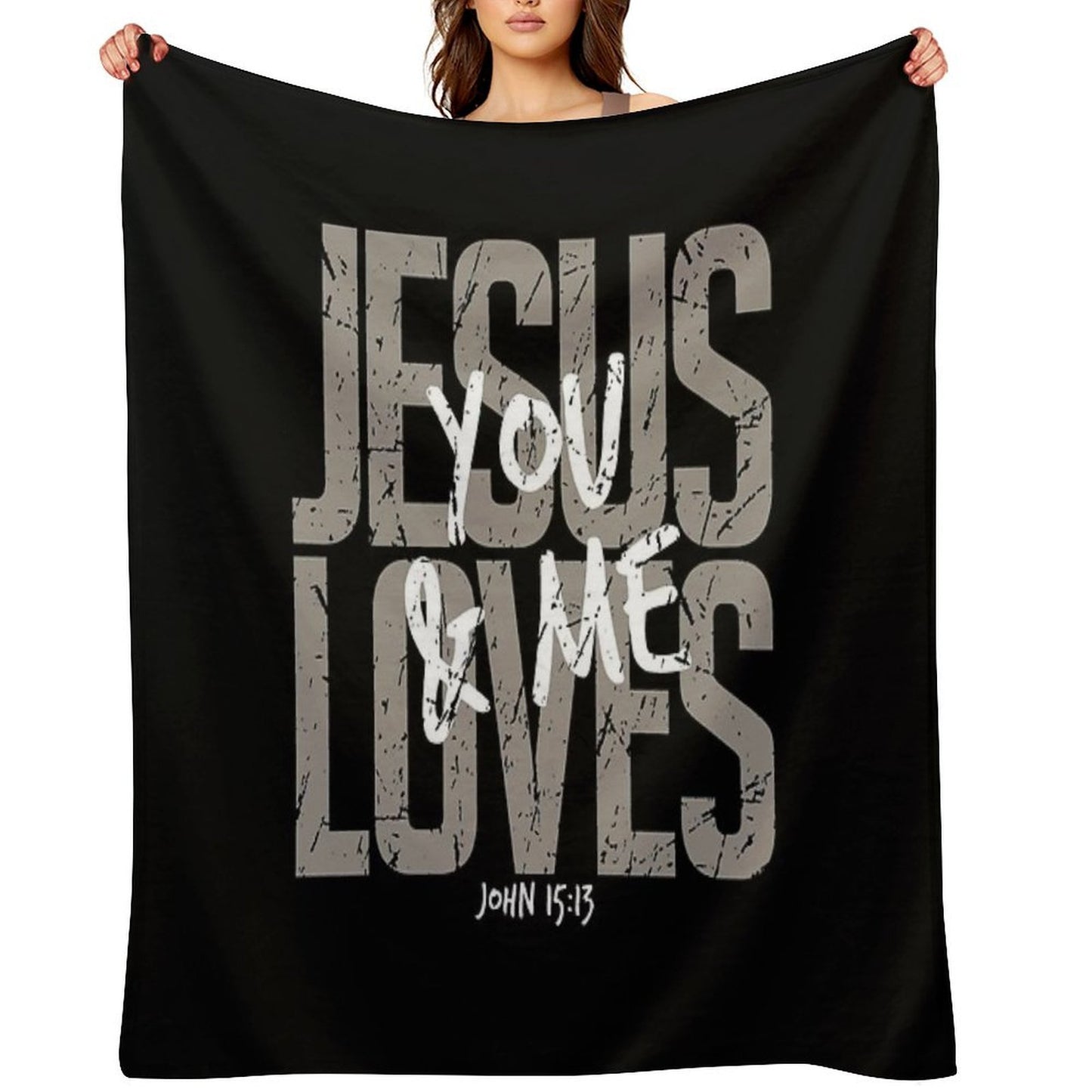 Jesus Loves You, Bible Verse, Christian, Religious, Jesus Sustainable Throw Blanket