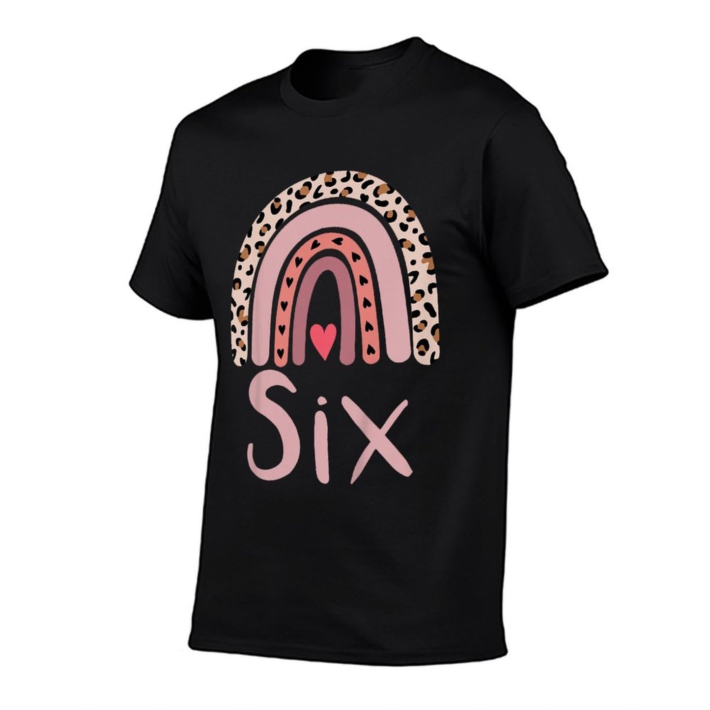 6 Year Old Leopard Rainbow Birthday Party Cute Girl 6th Gift Eco-friendly Material T-Shirt