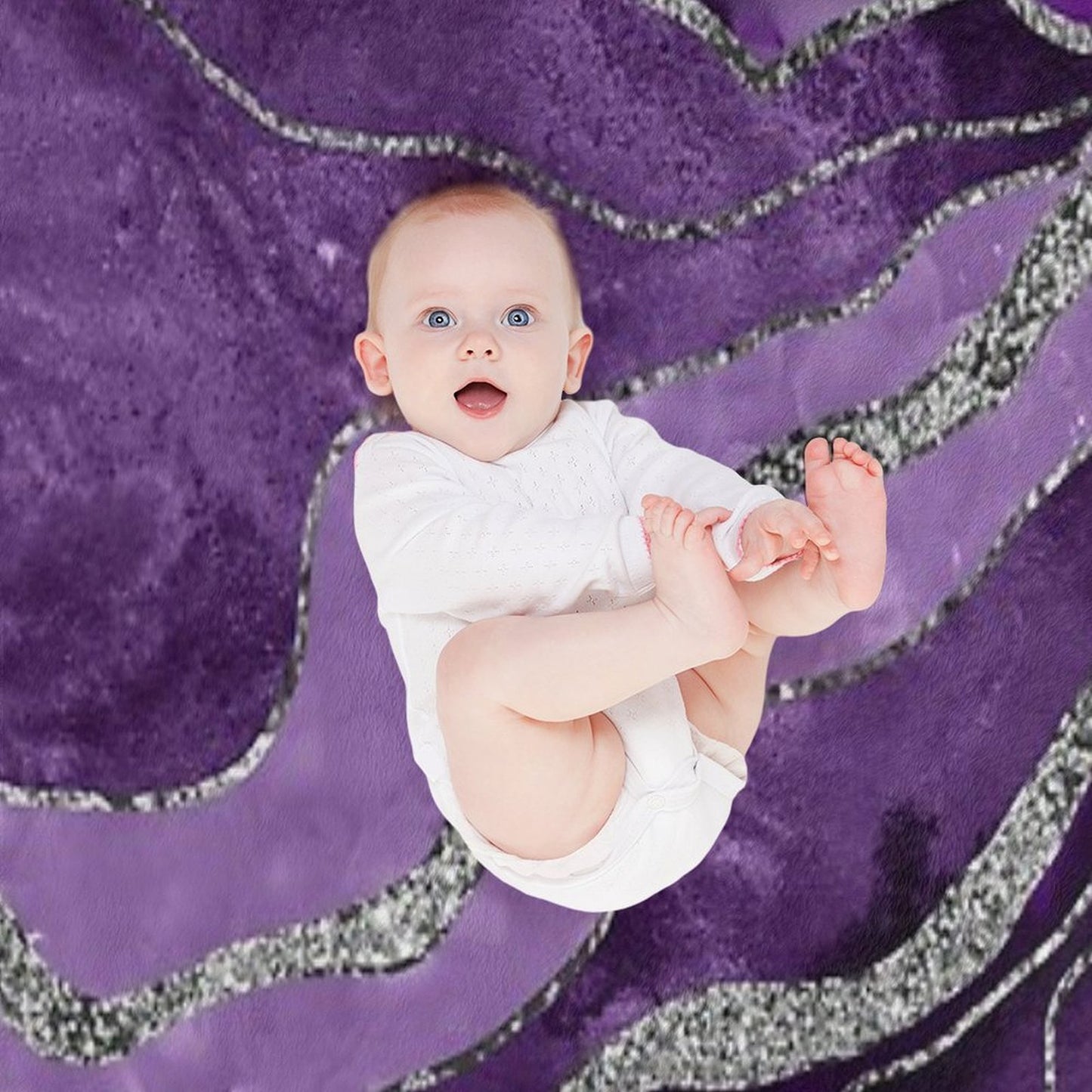 Purple Marble Agate Silver Glam #1 (Photo of Glitter Only - Not Reflective) Sustainable Throw Blanket