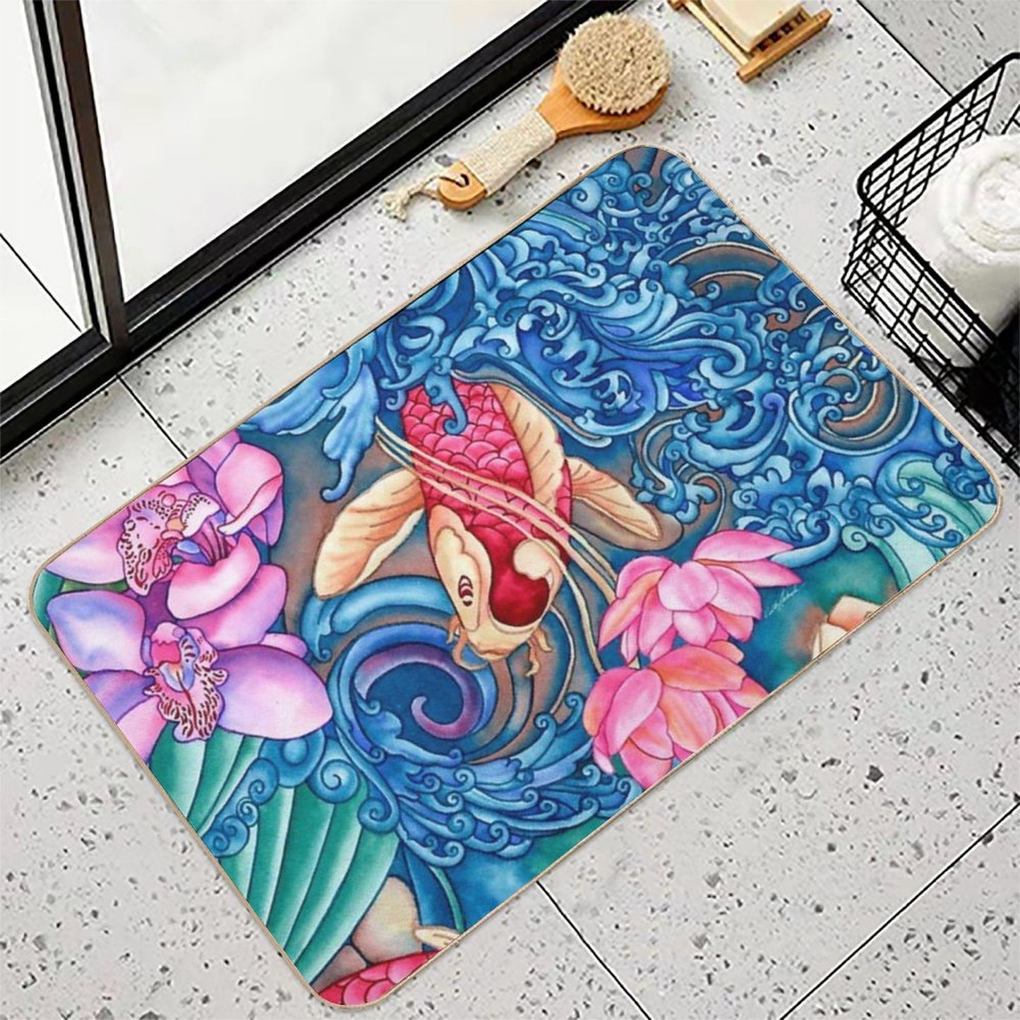 Orchid Splash Dirt-Trapping Bath Mat