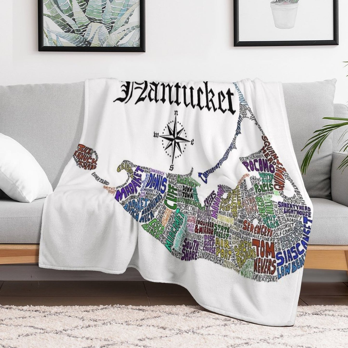 Nantucket Word Map Easy Care Throw Blanket