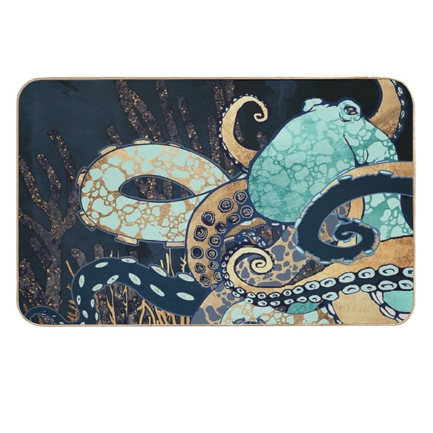 Metallic Octopus II Non-Slip Bath Mat