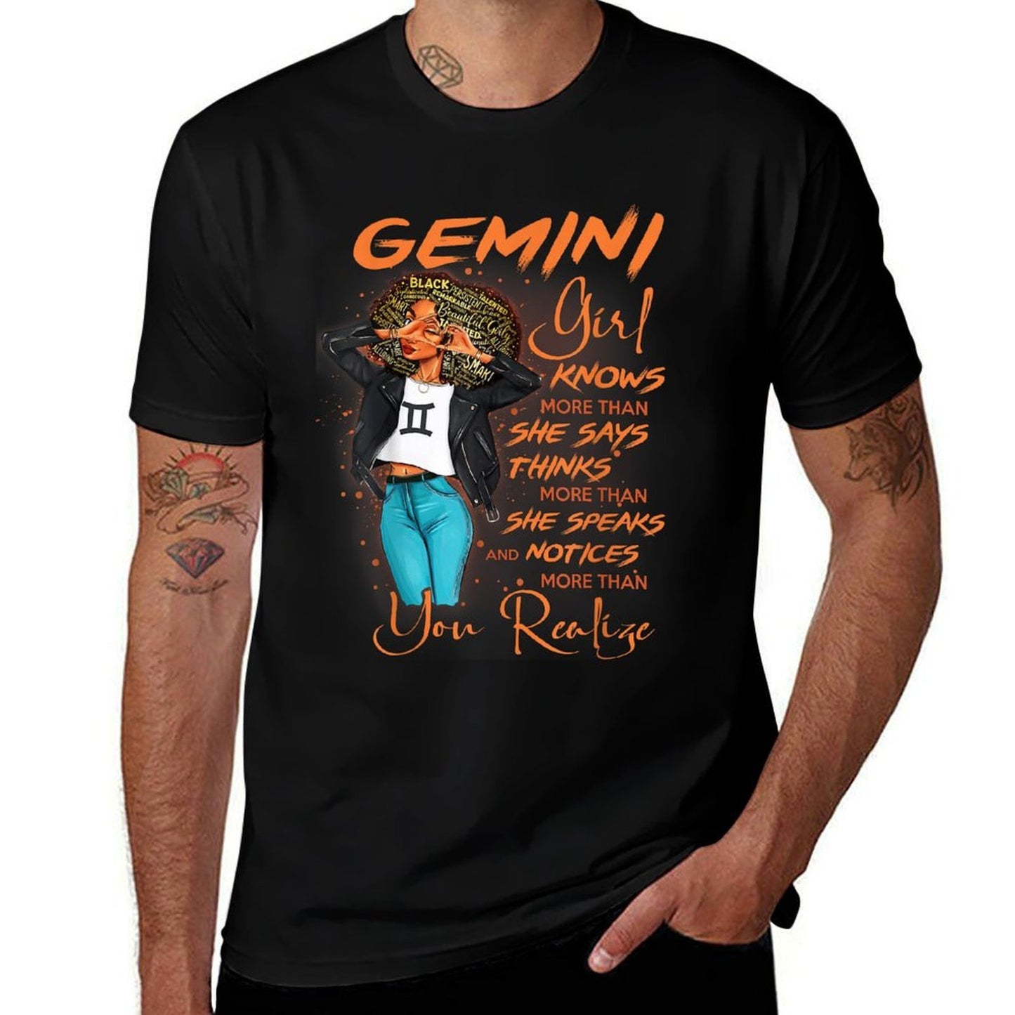 Gemini Girl Knows More Than She Says For Black Women Polyester Blend T-Shirt