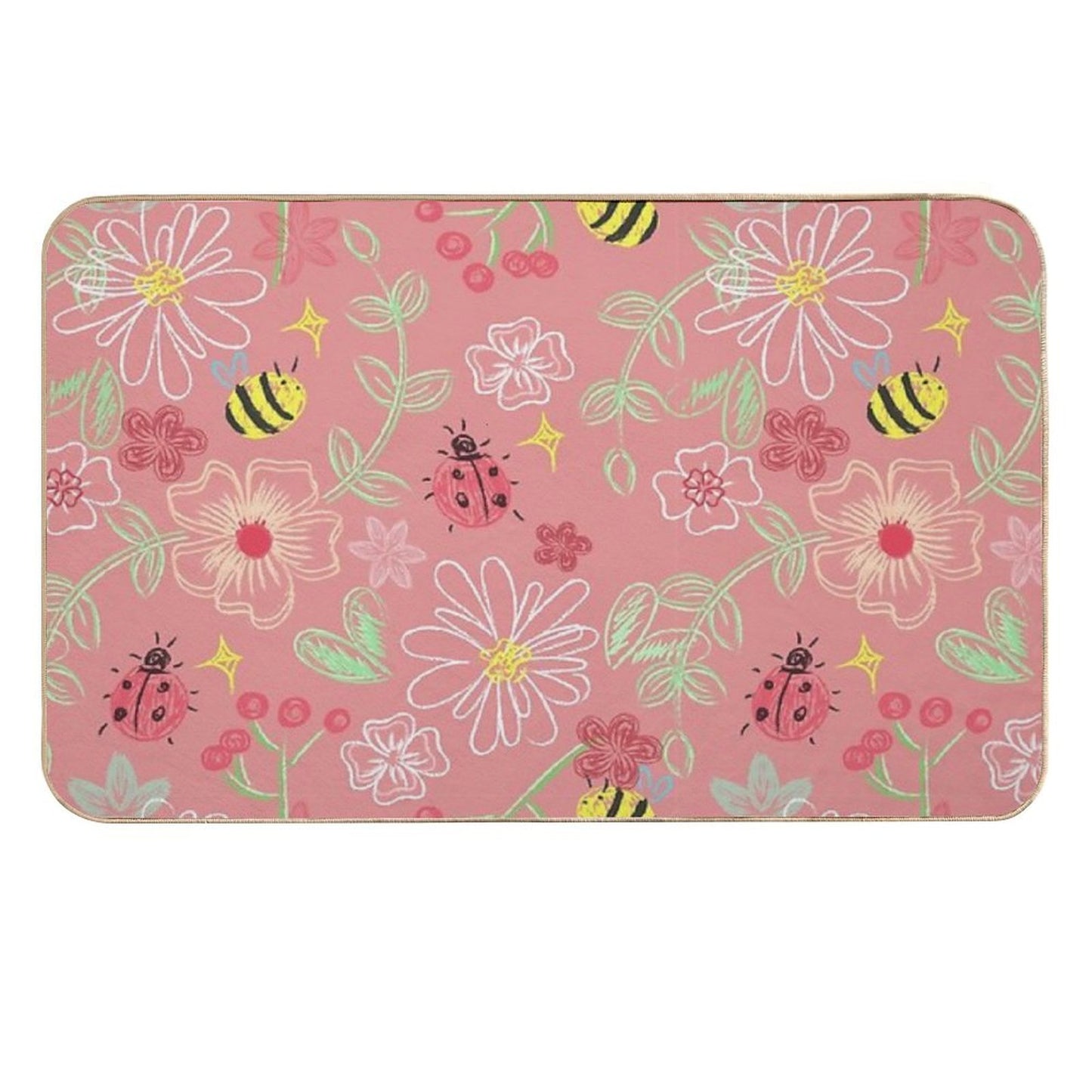Cute Pattern on Pink Long-Lasting Bath Mat