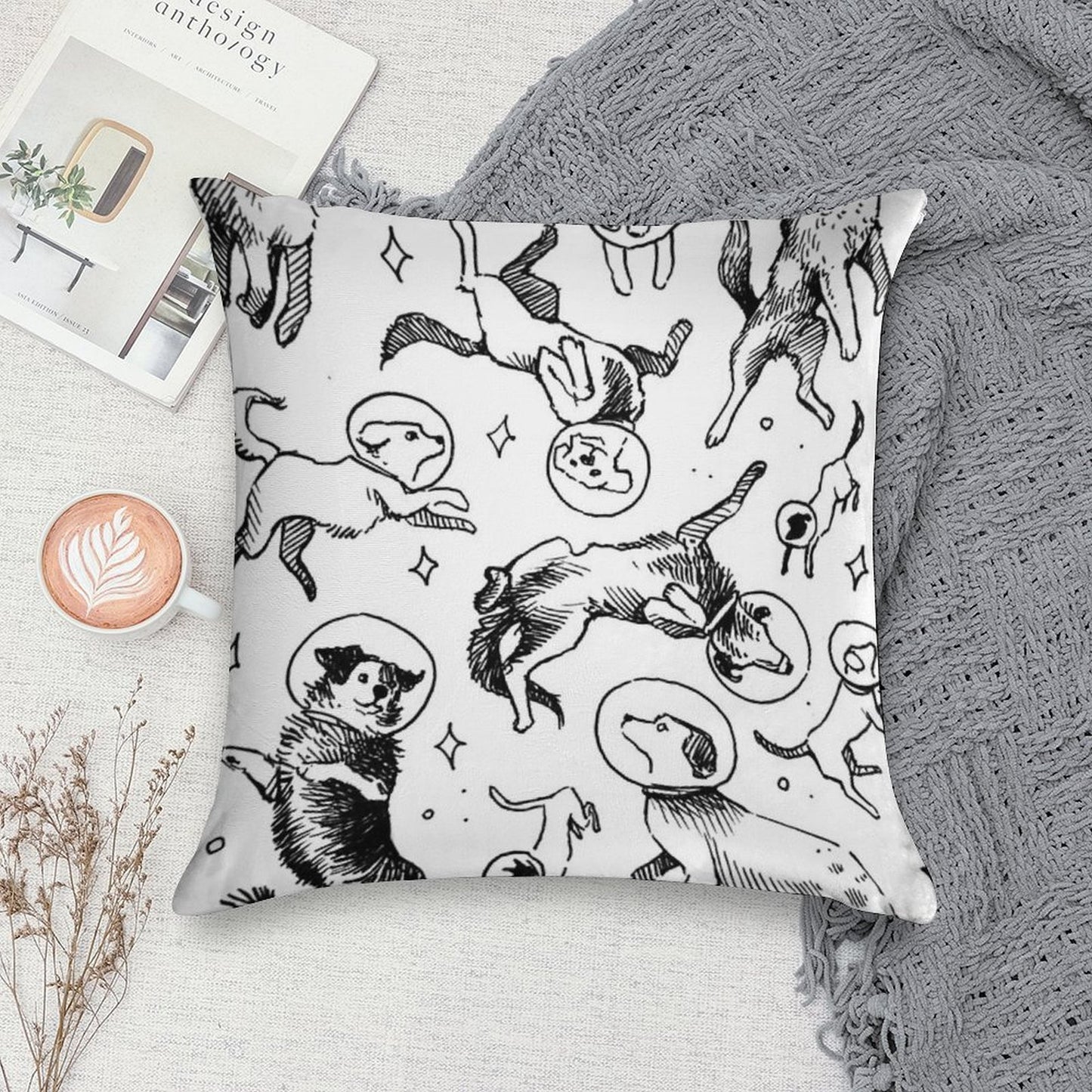 Space Dogs Soft Bedroom Essential Throw Pillow