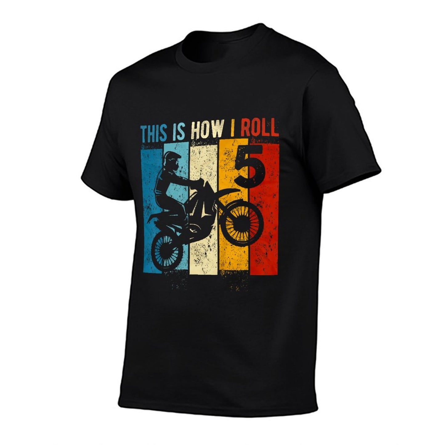Kids 5 Year Old Birthday Boy Motocross 5th Birthday Dirt Bike Summer-ready Fabric T-Shirt