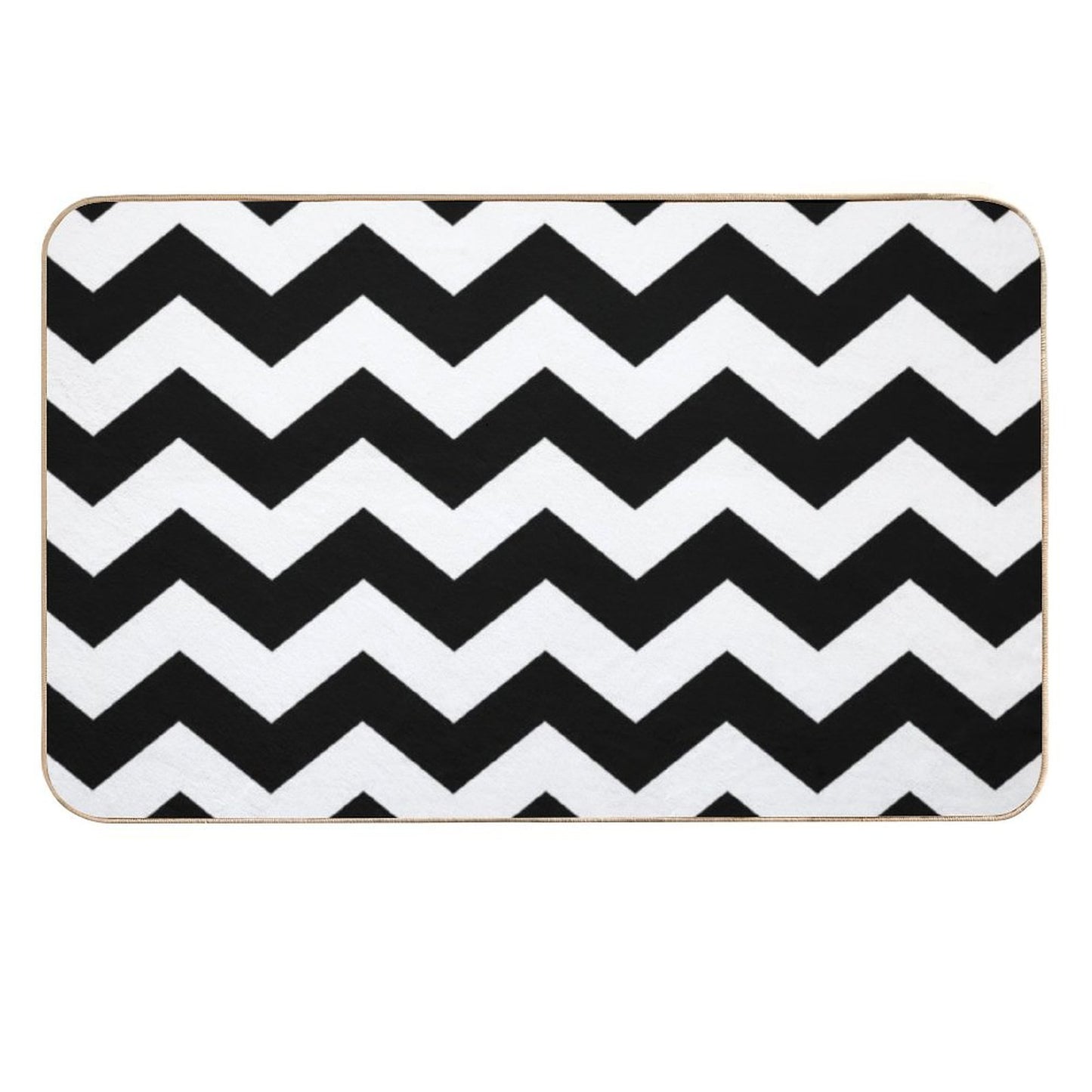 Black And White ZIG-ZAG Easy To Clean Bath Mat