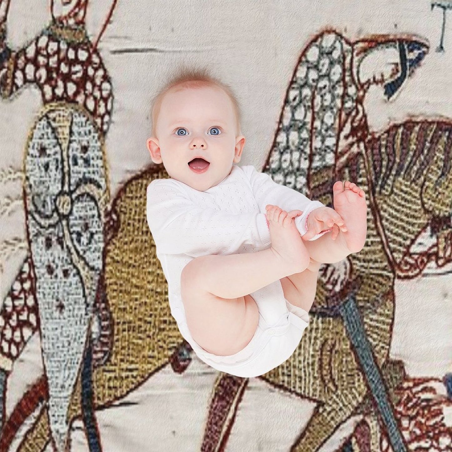 THE BAYEUX TAPESTRY ,The Death of King Harold at Battle of Hastings. Shrink-resistant Throw Blanket