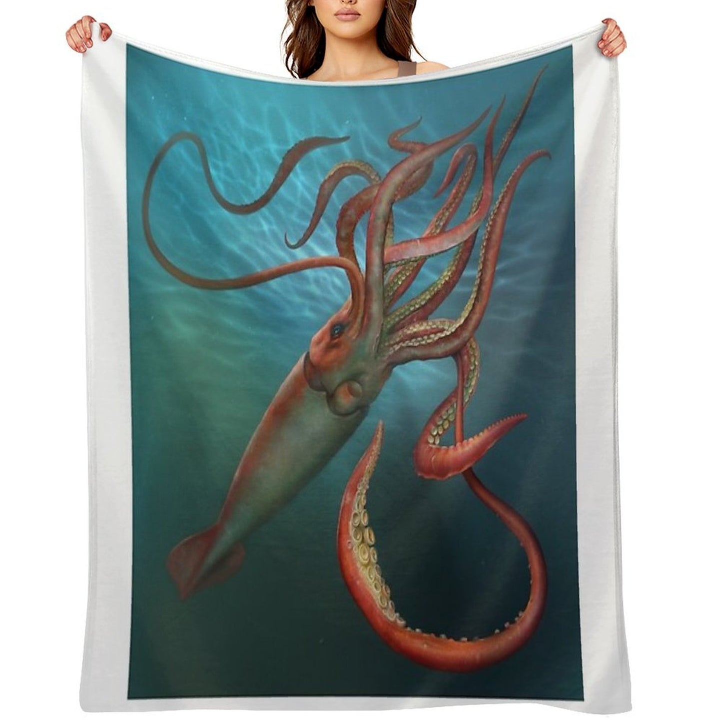 Giant Squid Plush Throw Blanket