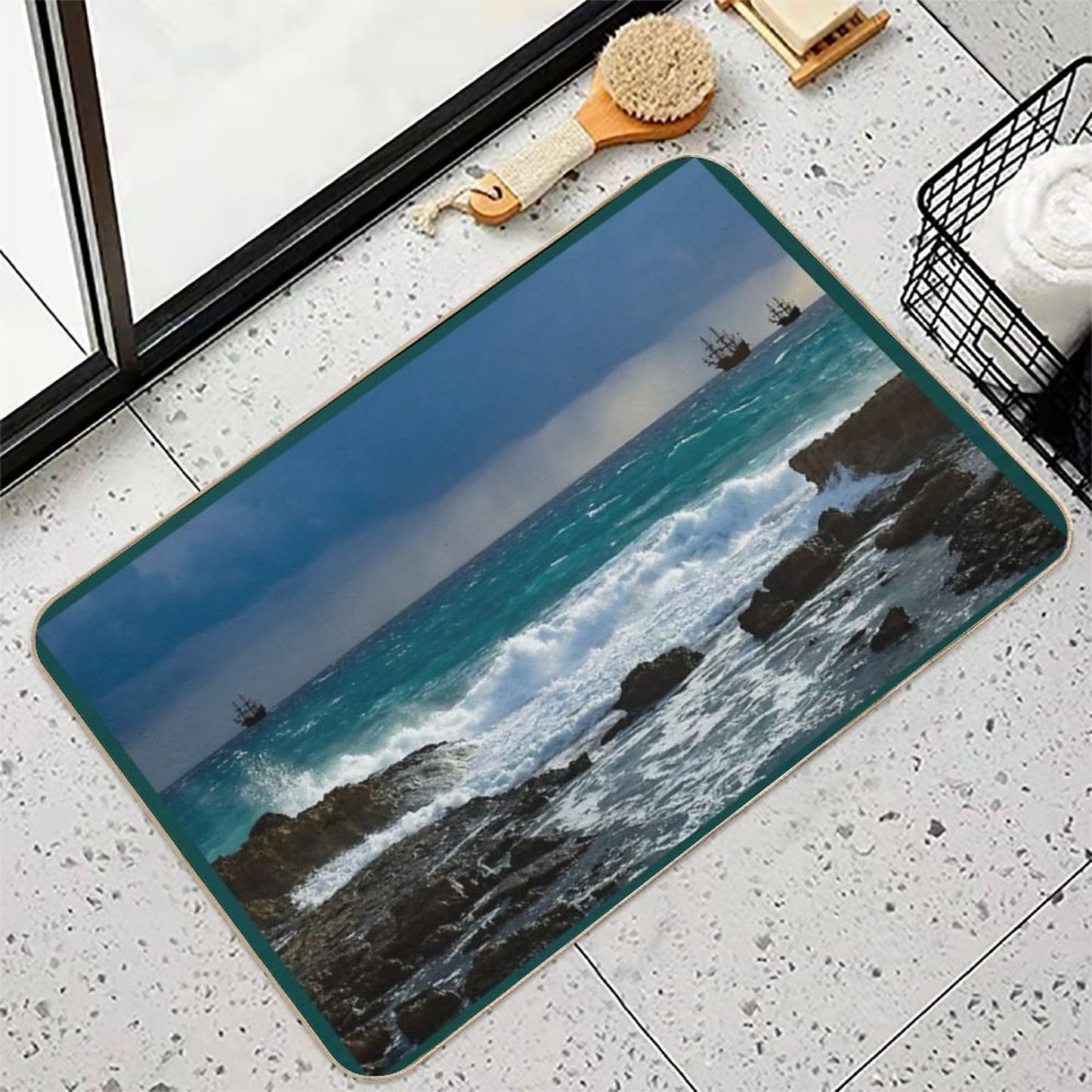 OCEAN WAVES Durable Bath Mat