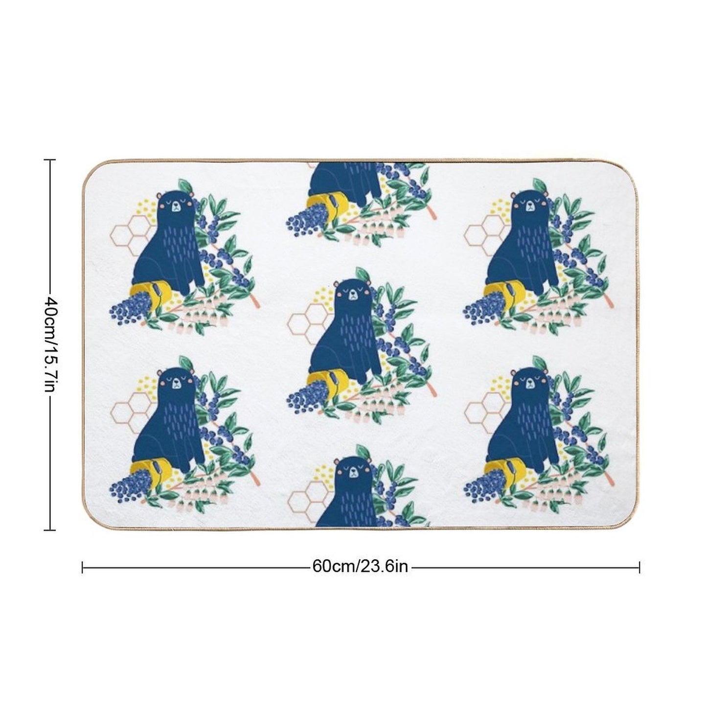 A Naughty Bear Eats Blueberries Repositionable Bath Mat