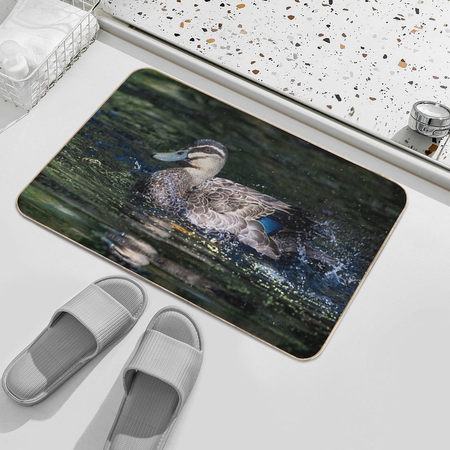 Pacific Duck in An Emerald Pond Rapid-Drying Bath Mat