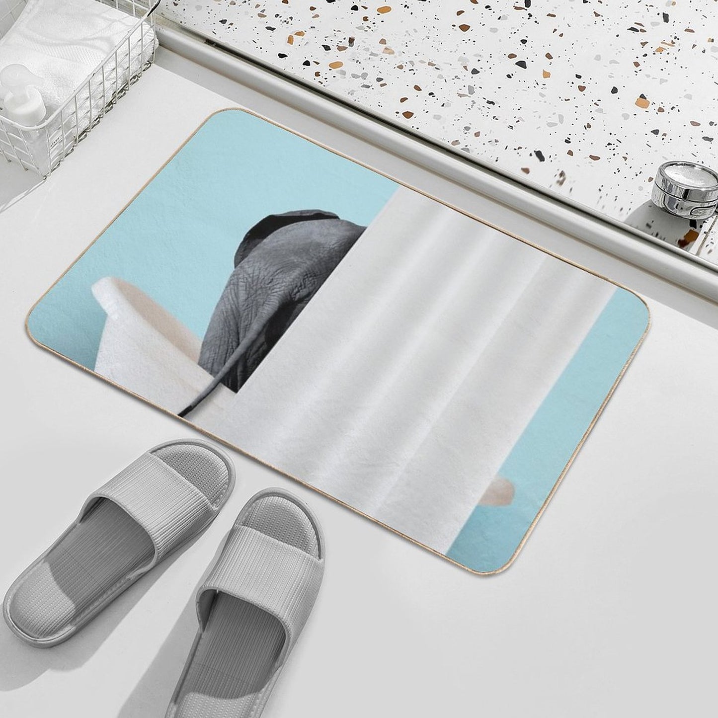 Elephent Hiding in Bath Tub Eco-Friendly Bath Mat