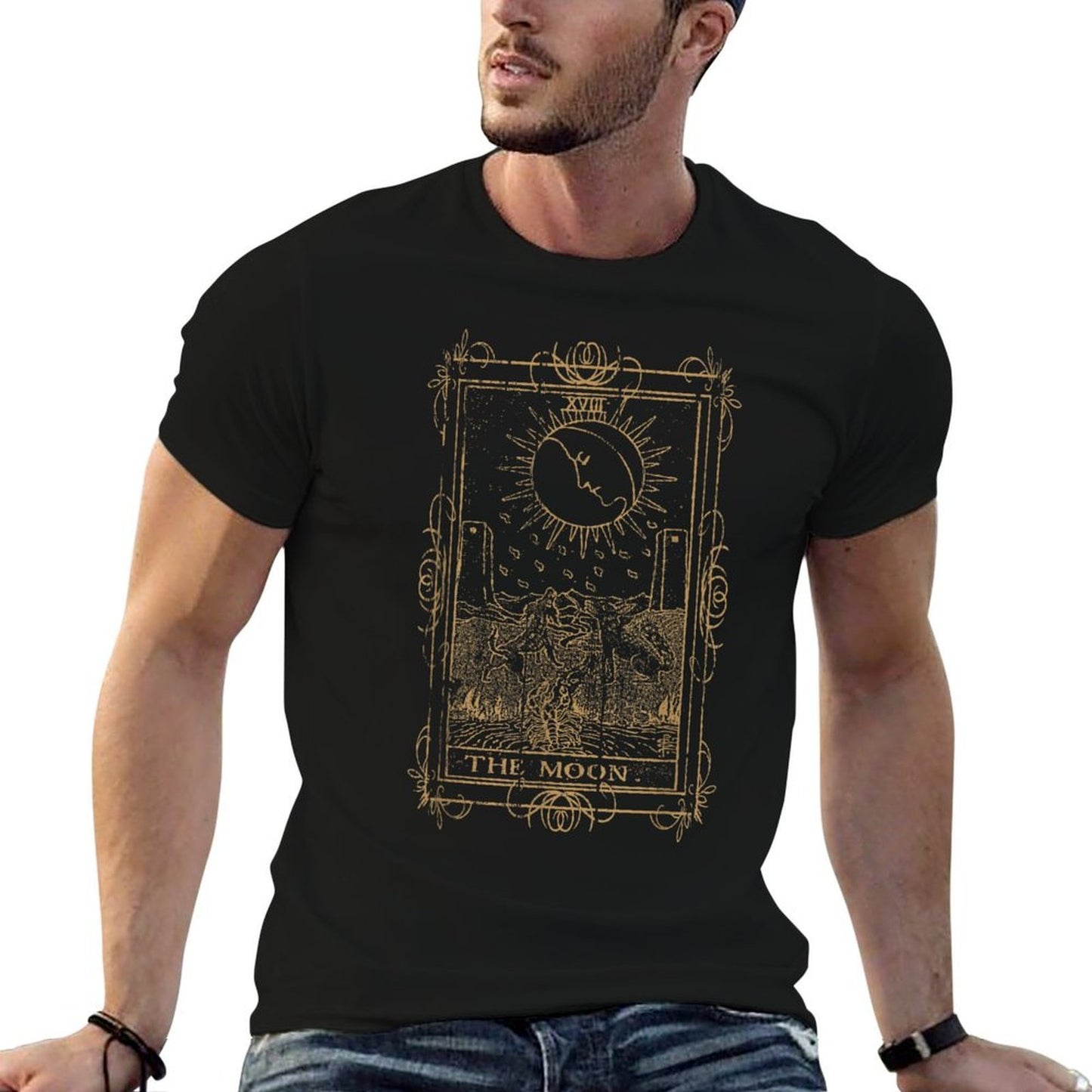 Goth Clothing Tarot Card The Moon Witchy Occult Clothes Graphic-printed T-Shirt