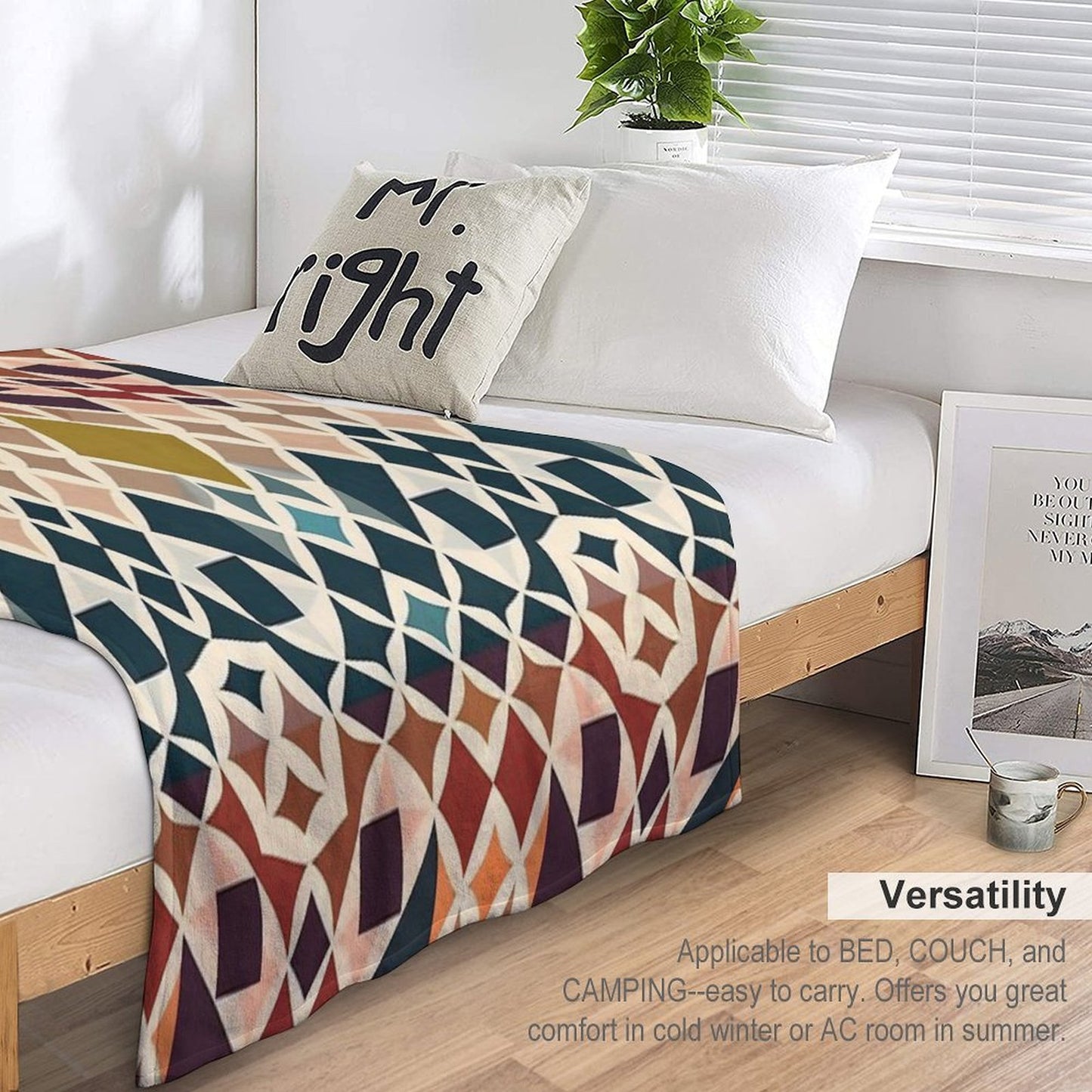 Abstract Geometric Design Durable Throw Blanket