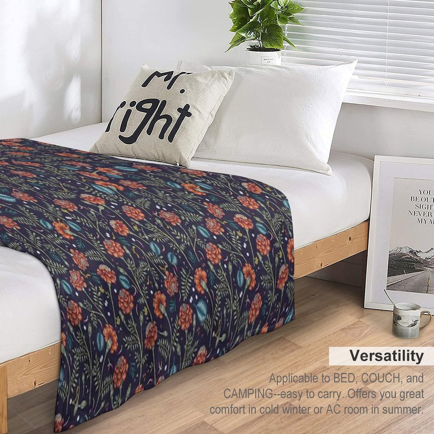 French Marigold Meadow Shrink-resistant Throw Blanket
