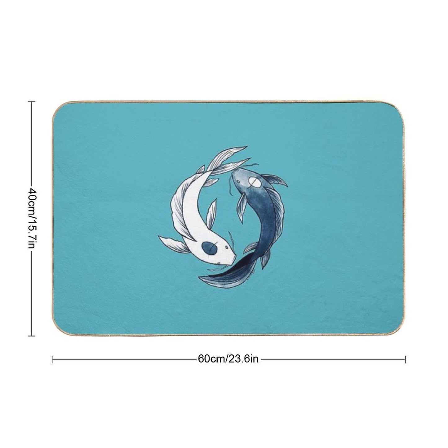 Tui And La - Yin & Yang Koi Fade-Resistant Bath Mat