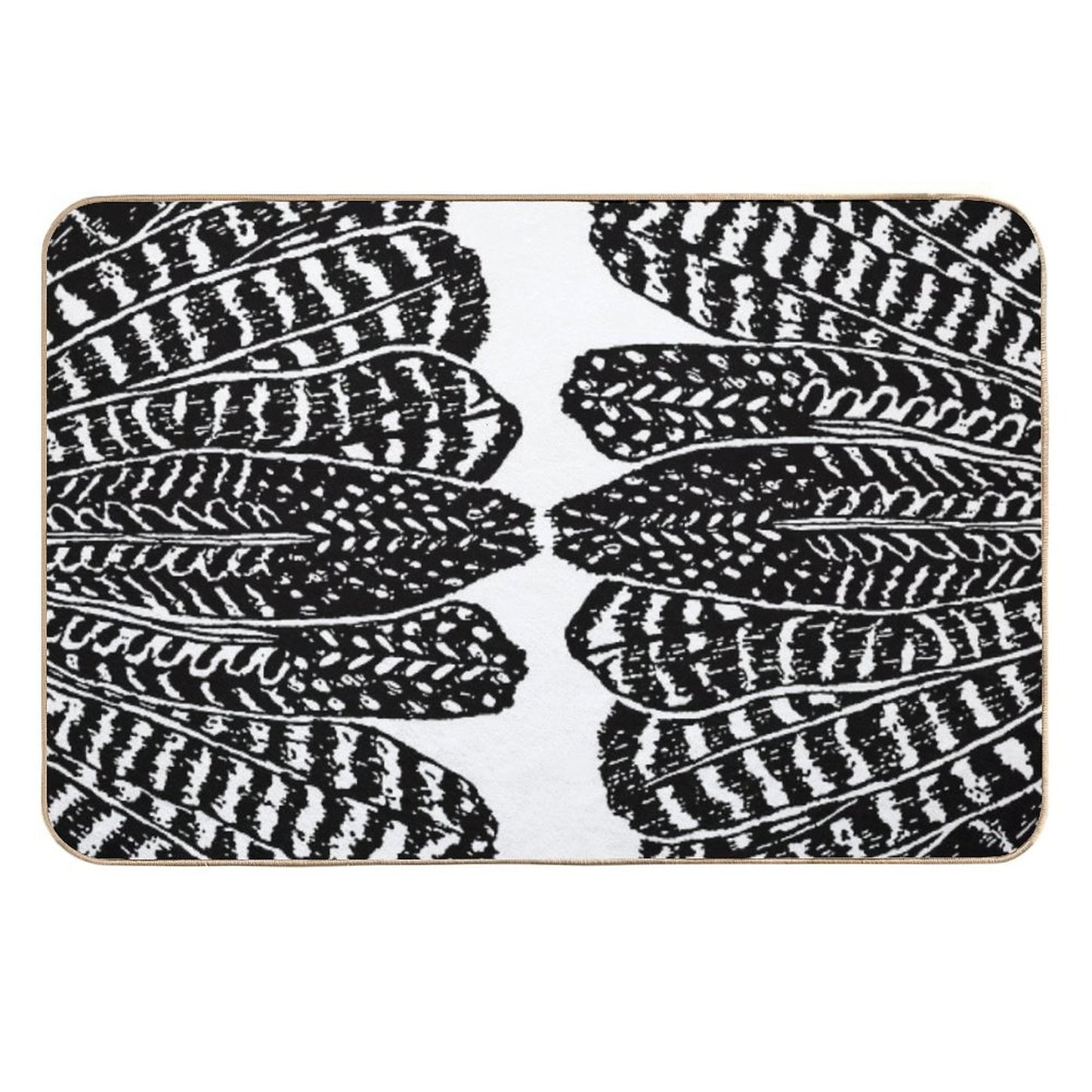 Tribal Feathers Black High-Traffic Bath Mat