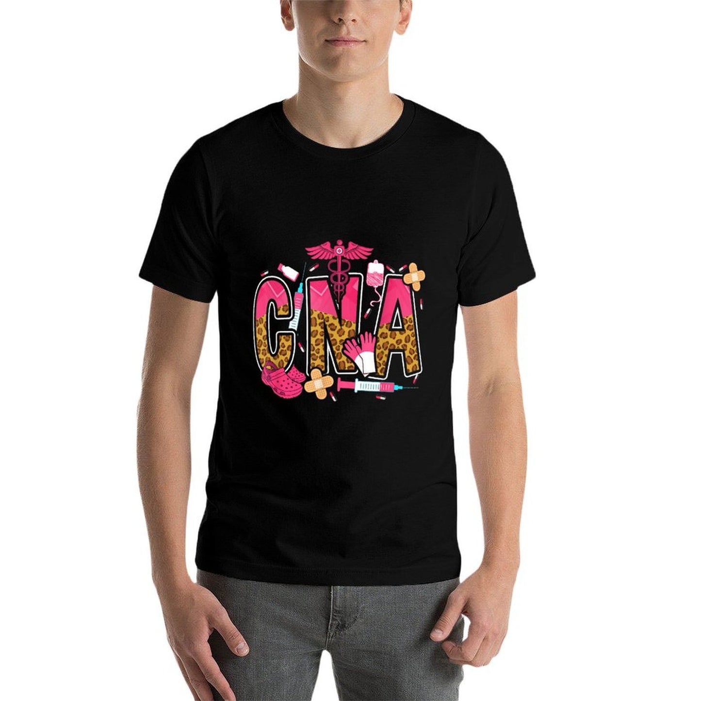 Retro Floral Leopard Cowhide CNA Certified Nursing Assistant Classic T-Shirt