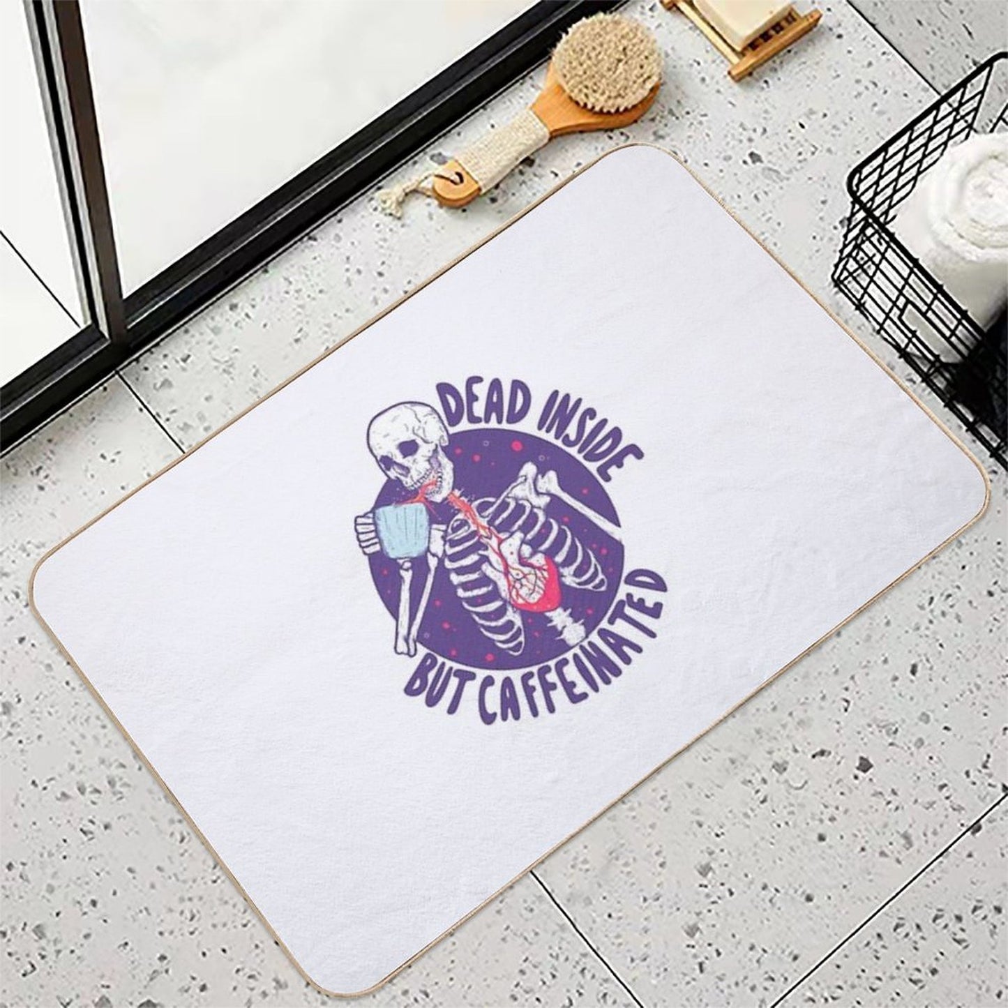 Dead Inside But Caffeinated Odorless Bath Mat
