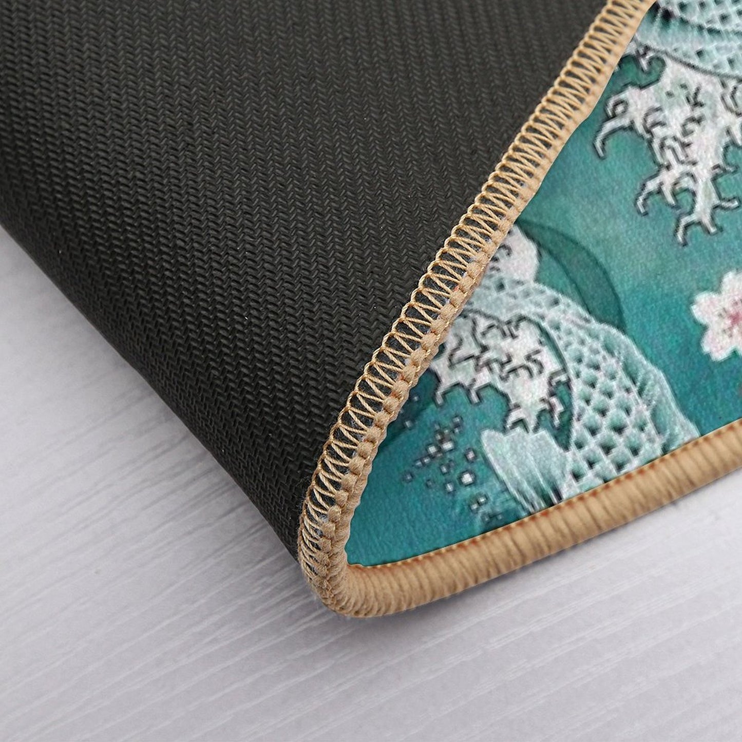 Koi Sakura Blossom in Turquoise Easy To Clean Bath Mat