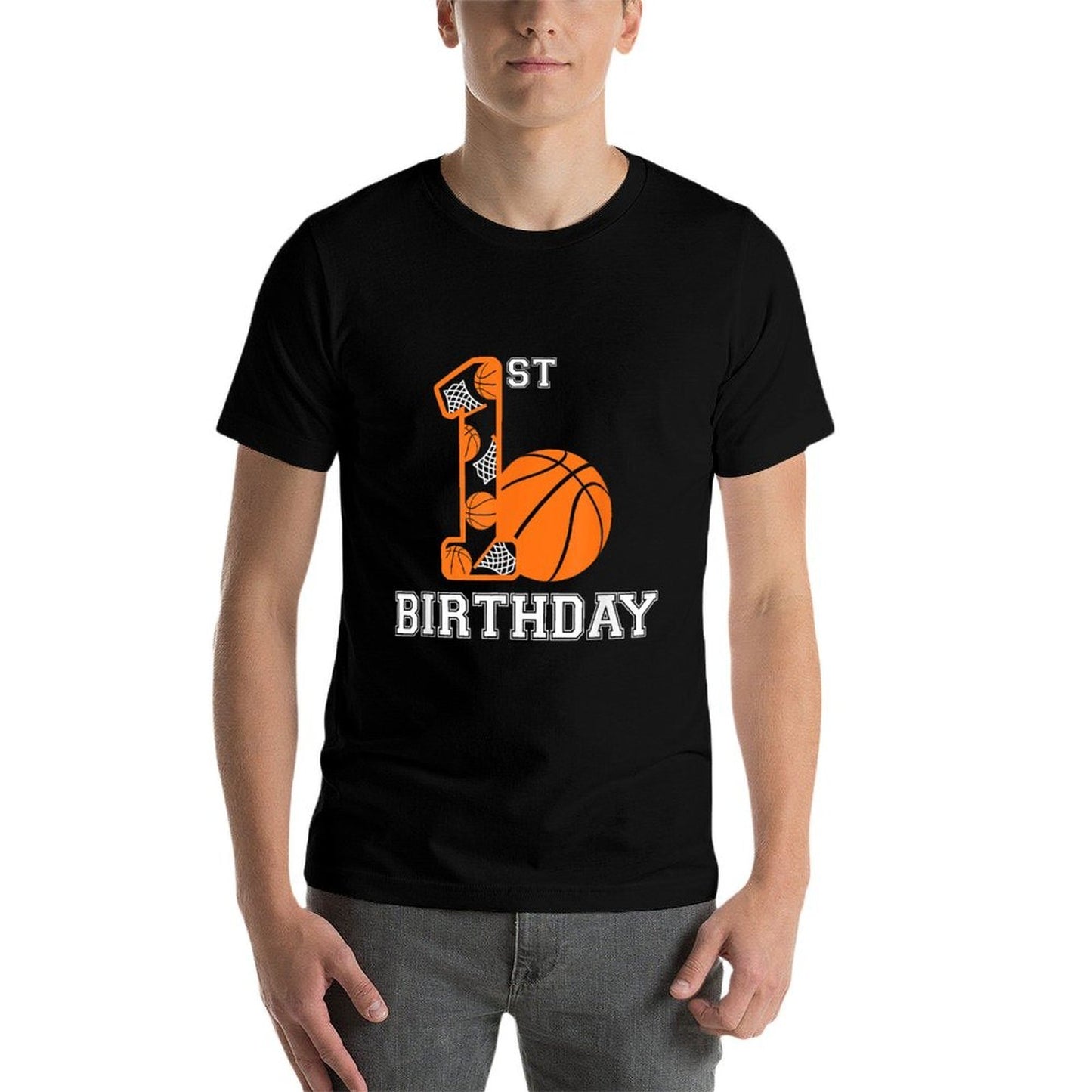 Basketball Birthday 1st for Kids Boys Girls 1 Year Old Tagless Design T-Shirt