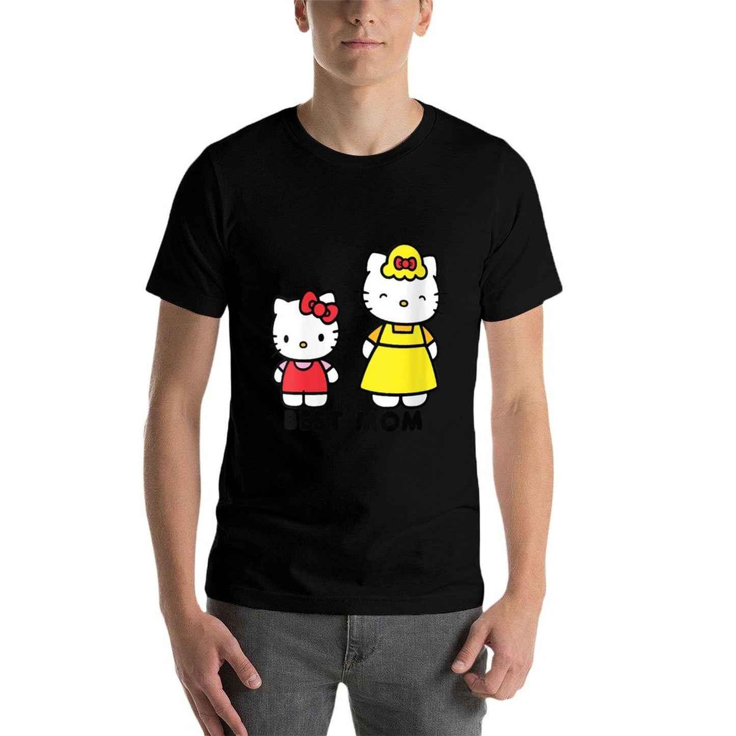 Womens Hello Kitty Best Mom Mother's Day Summer-ready Fabric T-Shirt