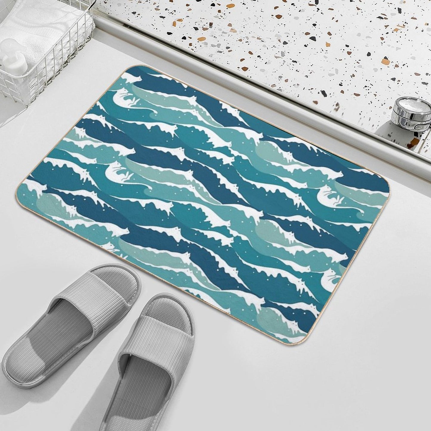 Cat Landscape 135 Cat Waves Anti-Trip Bath Mat