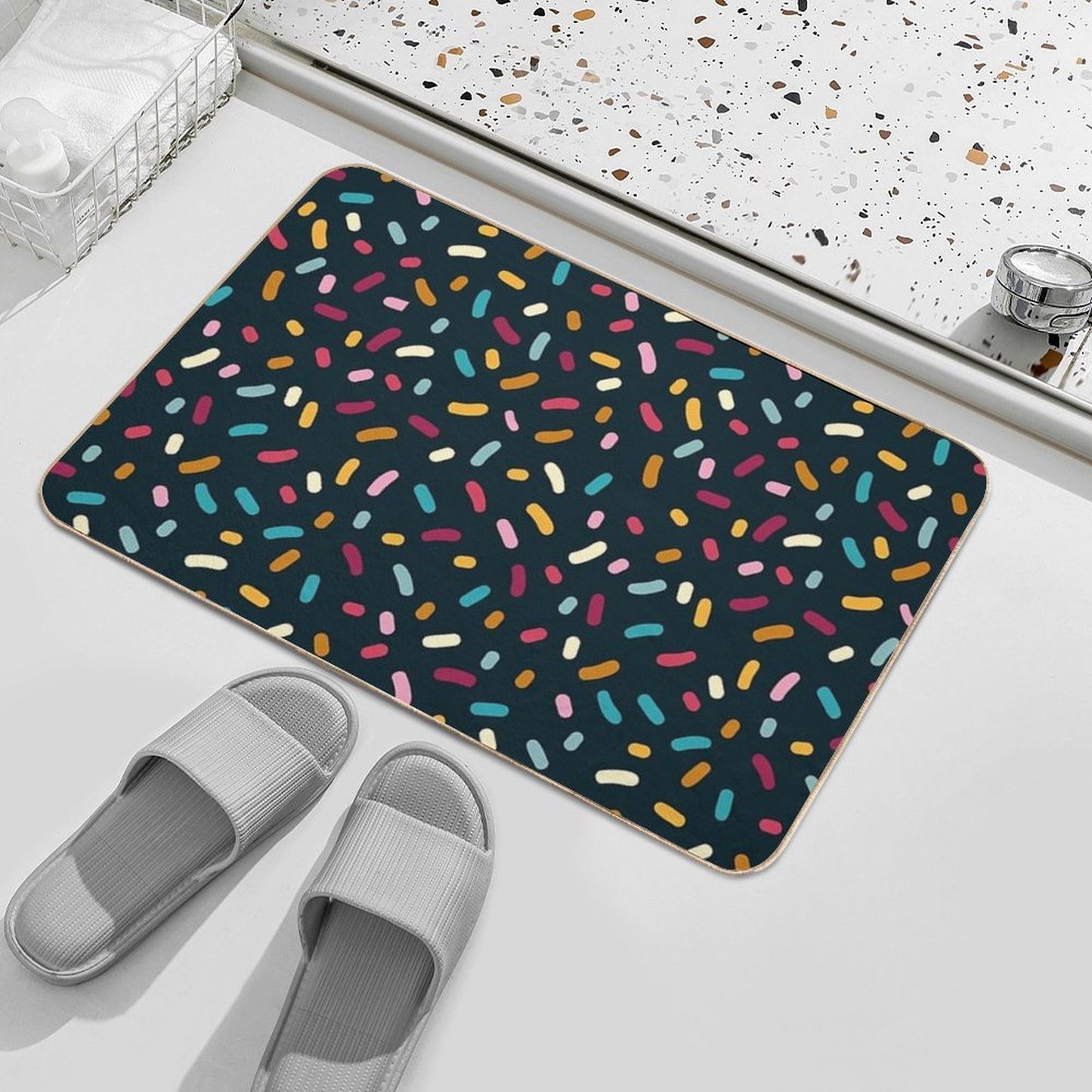 Confetti Sprinkles Pattern  Repositionable Bath Mat